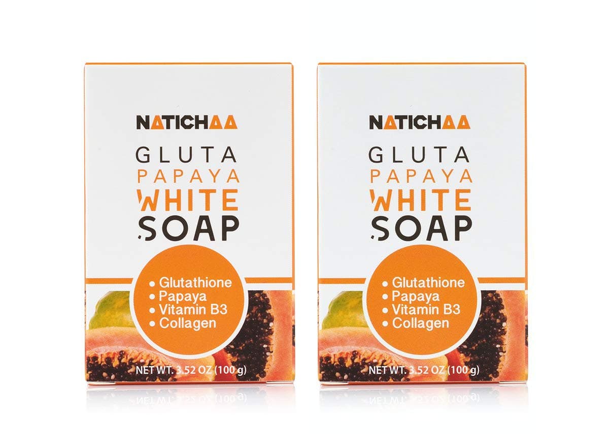 Glutathione Papaya White Soap (2 Pack) - Natural Skin Brightening - Dark Spots, Acne Scars - Acquire a Soft, Silky Smooth Skin for Body & Facial