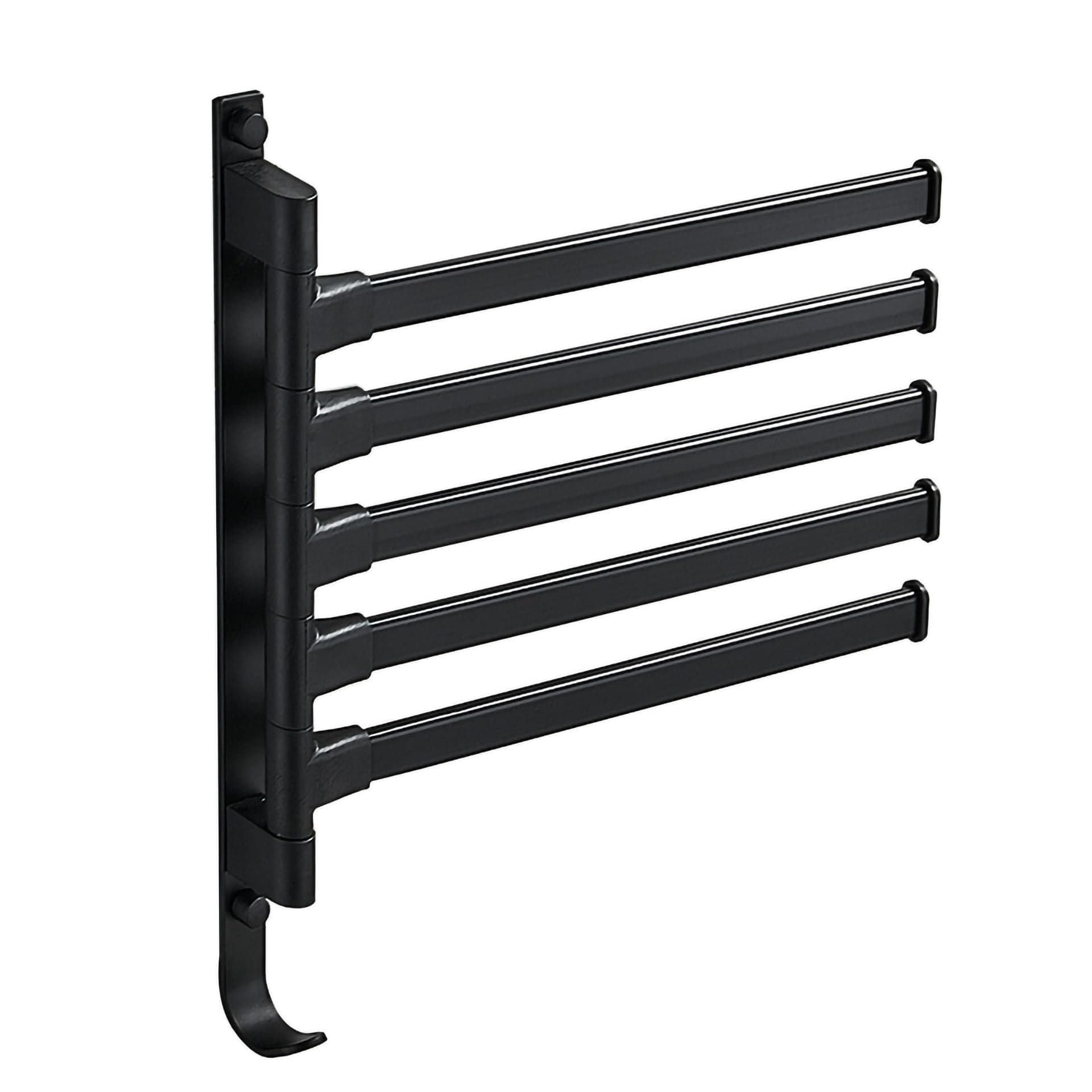 Space-Saving 180° Rotating Towel Rack: Durable, Rustproof and Stylish Towel Hanger for Bathroom, Bedroom, and Kitchen (Five-bar)
