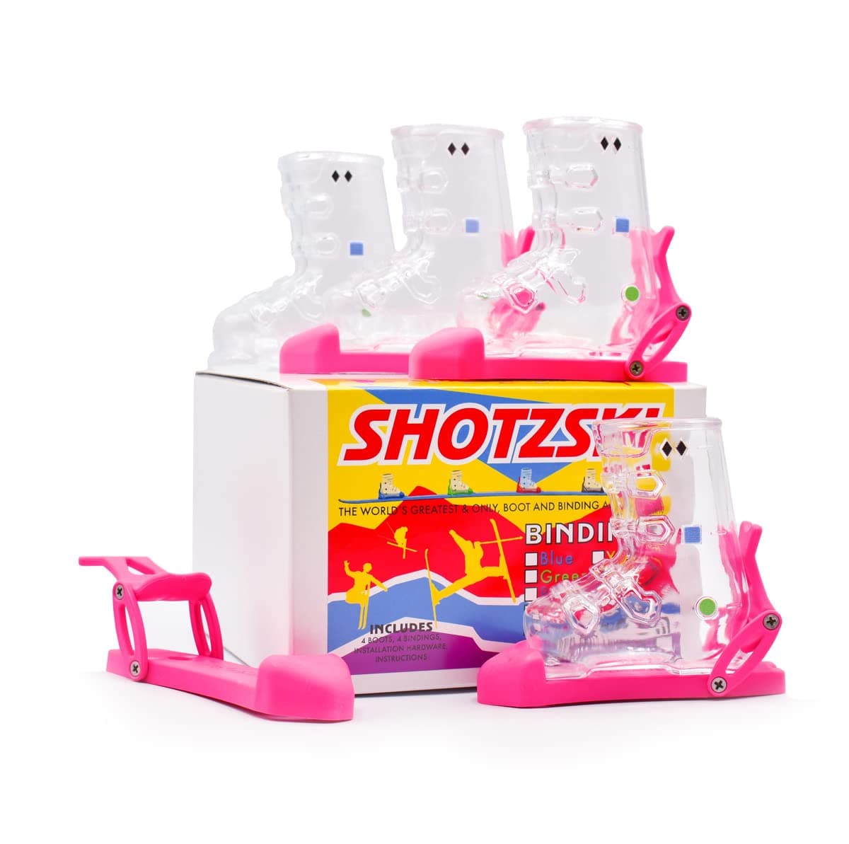 ShotzSki - Self-Install Boot and Binding 4-Pack (Pink)