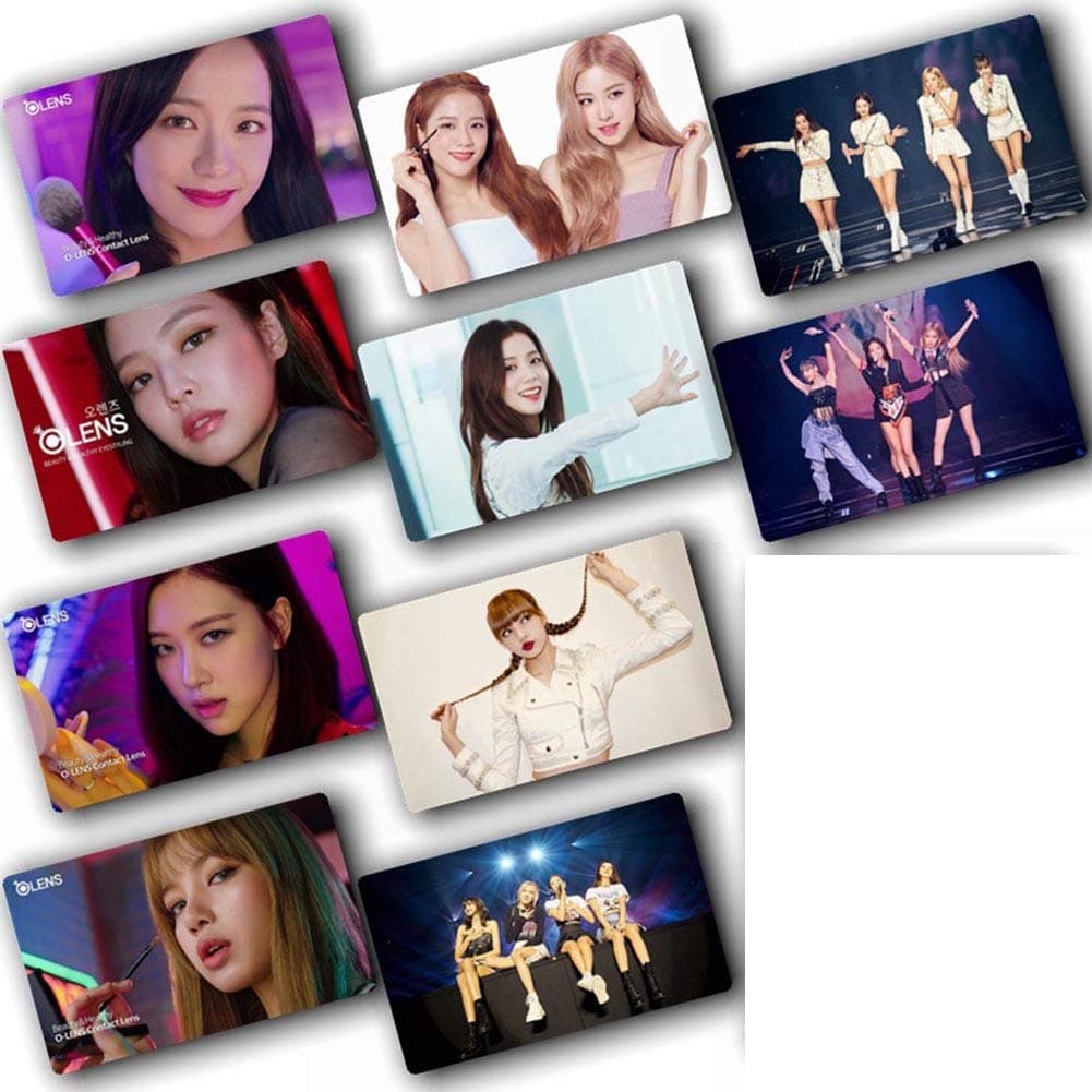 Kunandroc Kpop Blackpink Jiso Pink Jennie Lisa Transparent Photo Cards Crystal Card Stickers Lomo Card, 10 pcs/Set H02