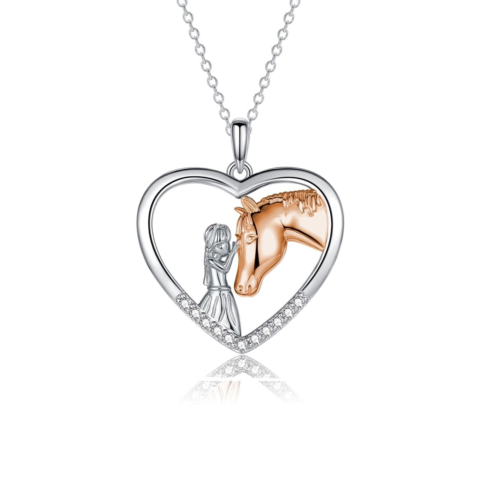 GULICX Horse Gifts for Teen Girl Women, Girl with Horse Necklace Heart Pendant Jewelry Gifts for Horse Lover Daughter Granddaughter Niece