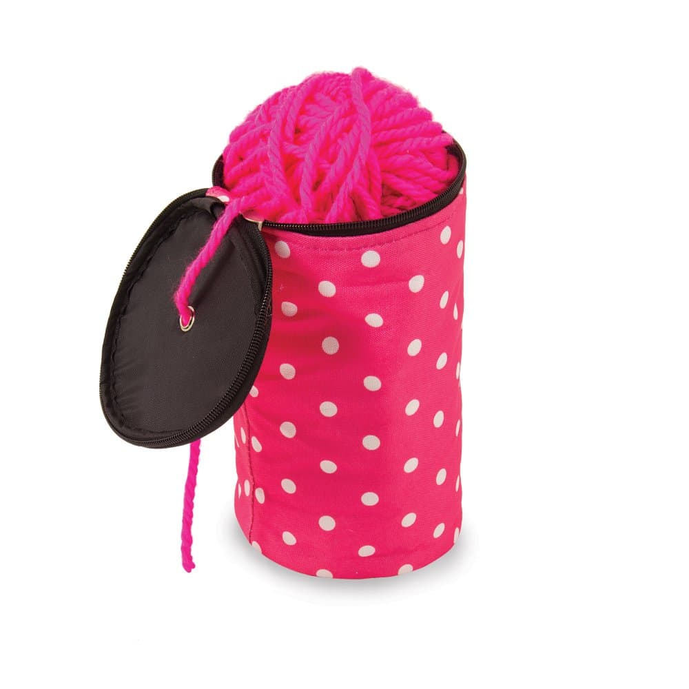 Roo Beauty Ltd Knitting Yarn Holder, Wool Storage Bag In Pink Polka Dot