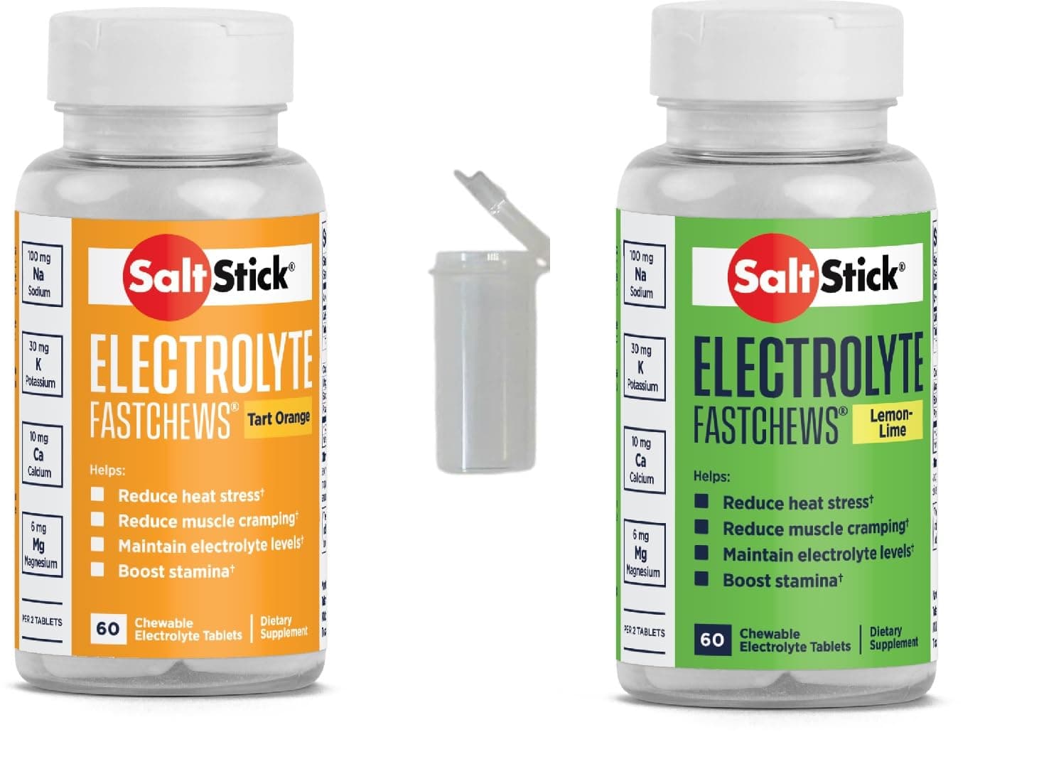 FASTCHEWS® Variety 2-Pack - 60 Count Bottles of Tart Orange & Zesty Lemon-Lime with Free Race Ready Tube