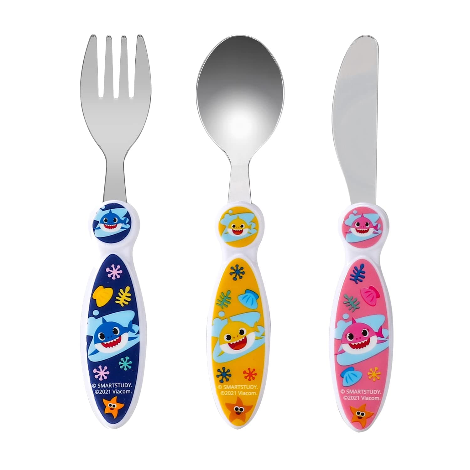 Kids Cutlery Set – 3PCS Childrens Toddler Dinnerware Set Gift for Boys & Girls, Includes Knife, Fork & Spoon, Travel Cutlery Set for Kids (Baby Shark)