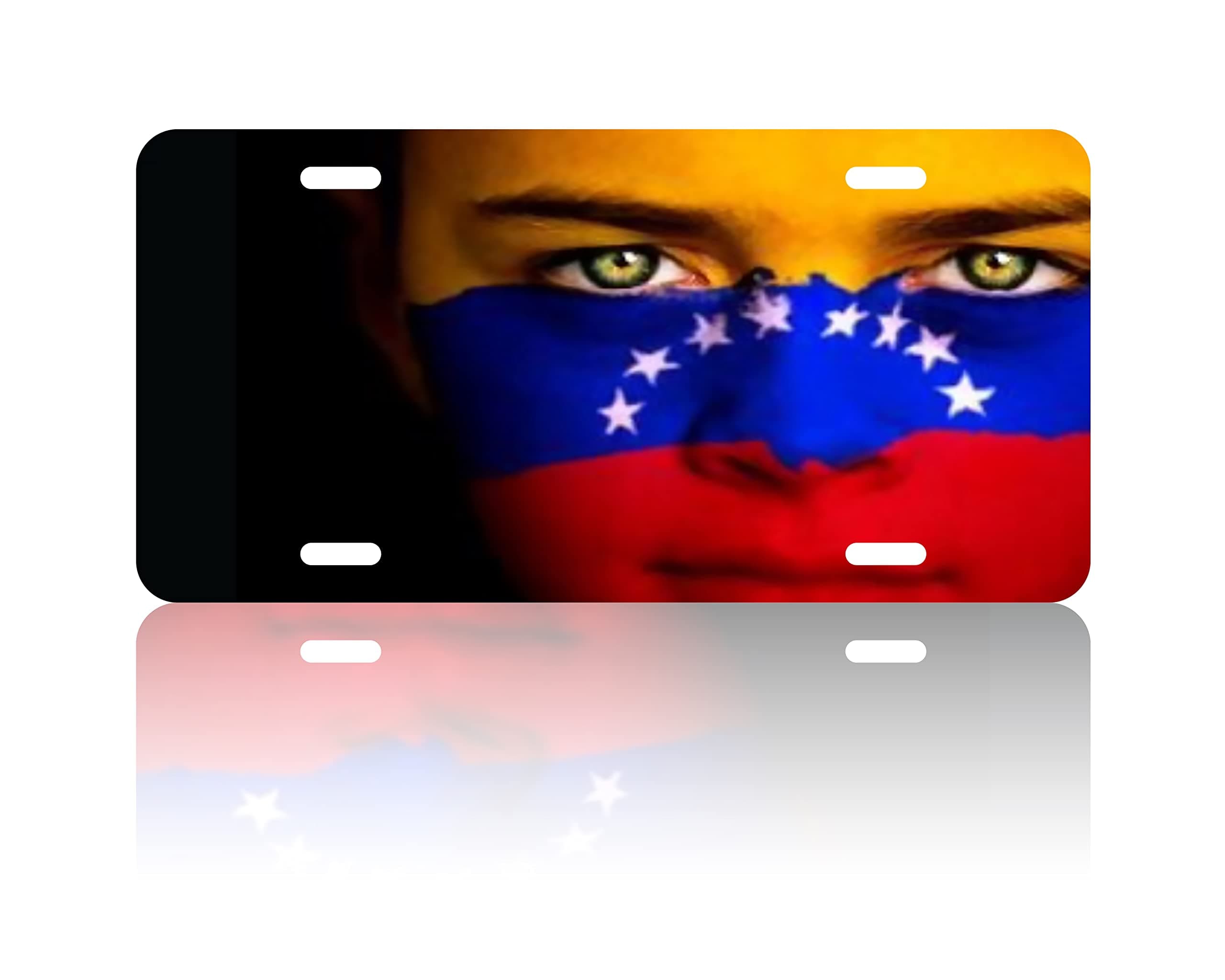Kanak Worldwide Venezuela Flag Custom Decorative License Plate Cover Auto Car Tag 6"x12" 4 Holes Aluminum Metal Front Plate Cover Frame for Car and Other Vehicles.