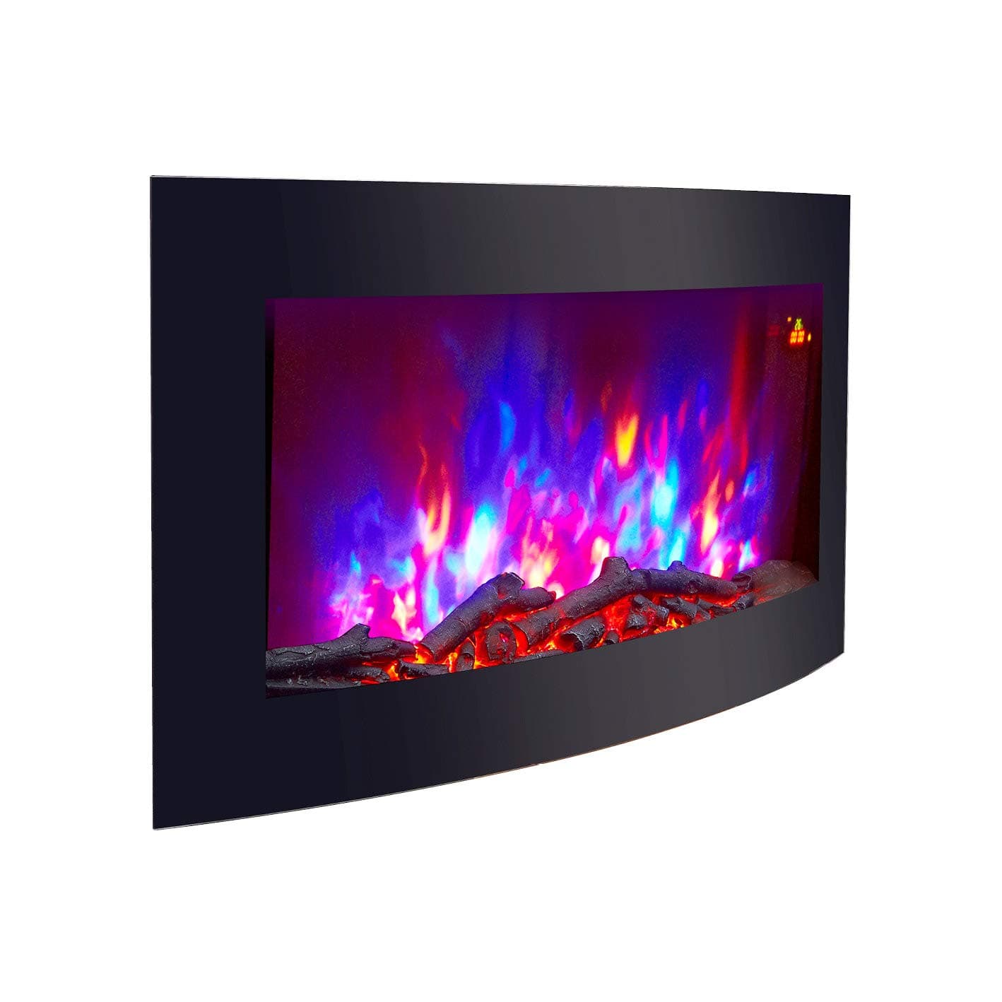 2026 TRUFLAME 89.2CM WIDE CURVED BLACK GLASS WALL MOUNTED ELECTRIC FIRES FIRE FIREPLACE WITH LOG FUEL EFFECT!
