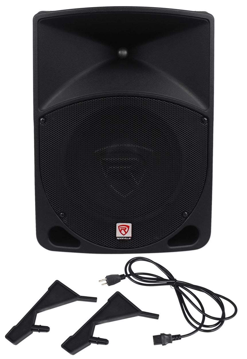 RockvilleRPG10 10" 600W Powered DJ PA Speaker System, Deep Bass, 2 Channel Mixer, EQ - Perfect for Live Music, Events, and Parties