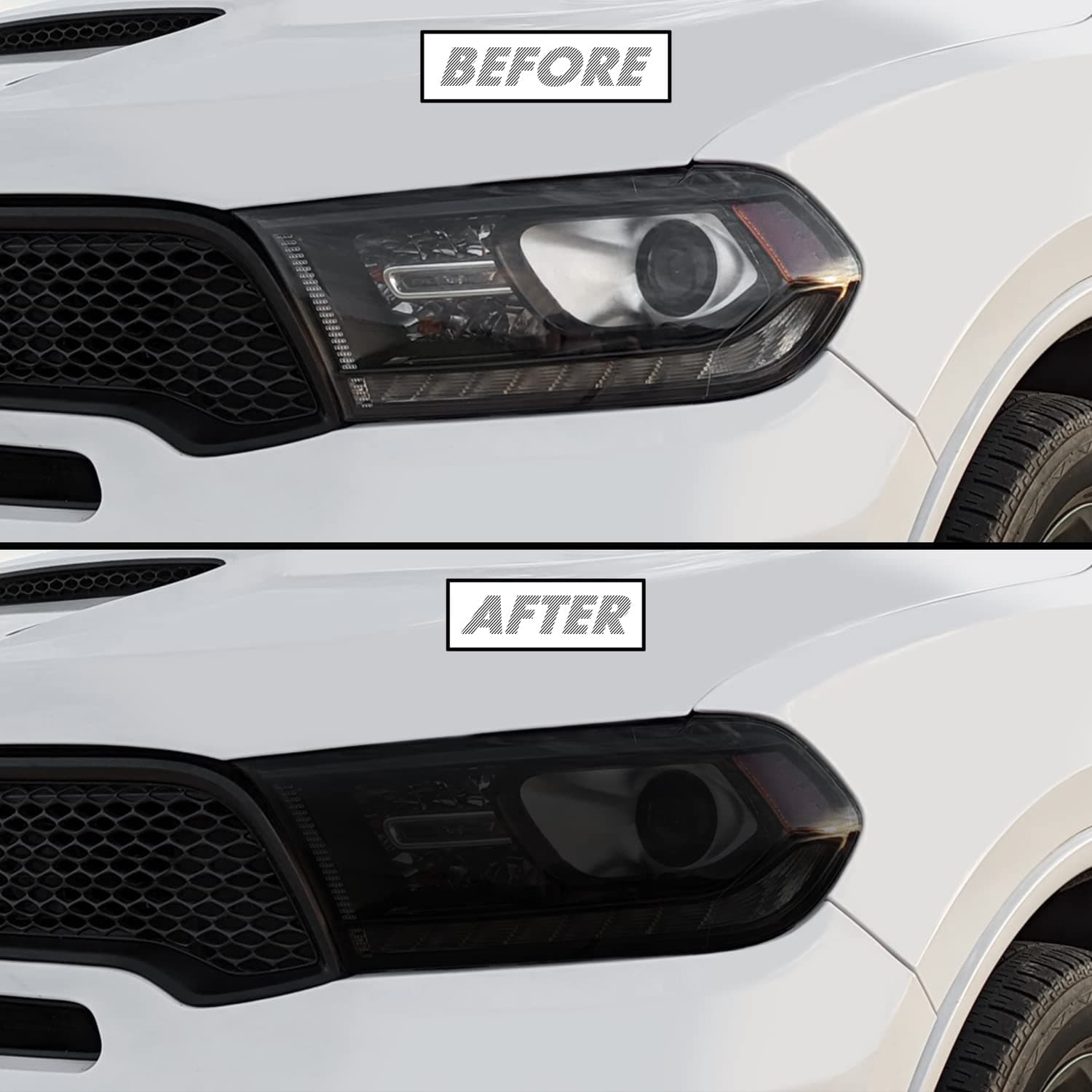 PreCut Vinyl Smoke Tint for 2011-2023 Dodge Durango Headlight (20% Dark Smoke, 1. Headlight)