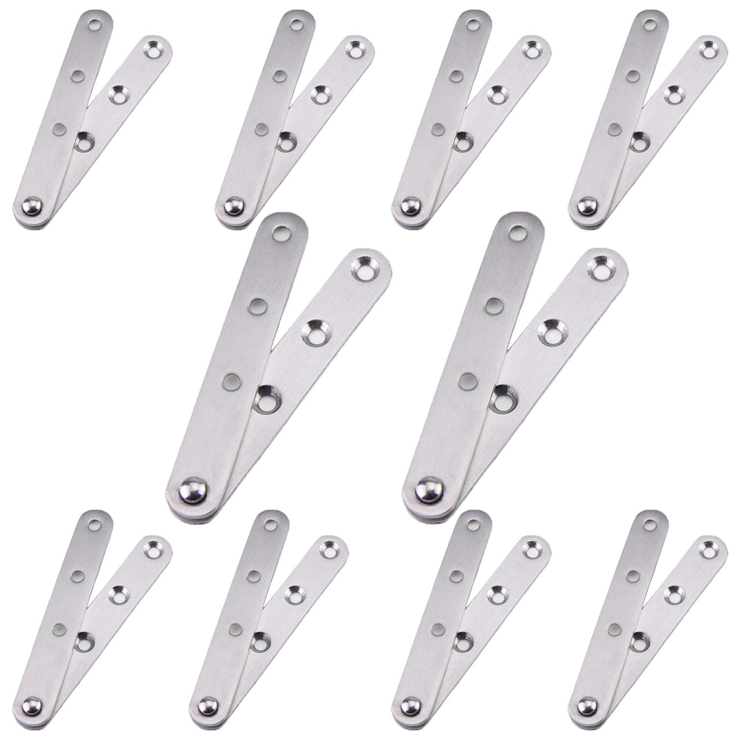 HOWDIA 10-Pack 360 Degree Rotatable Door Pivot Hinges | Stainless Steel Drawer/Window/Door Fittings | 60mm/ 2.36in Size for Versatile Installation(Silver)