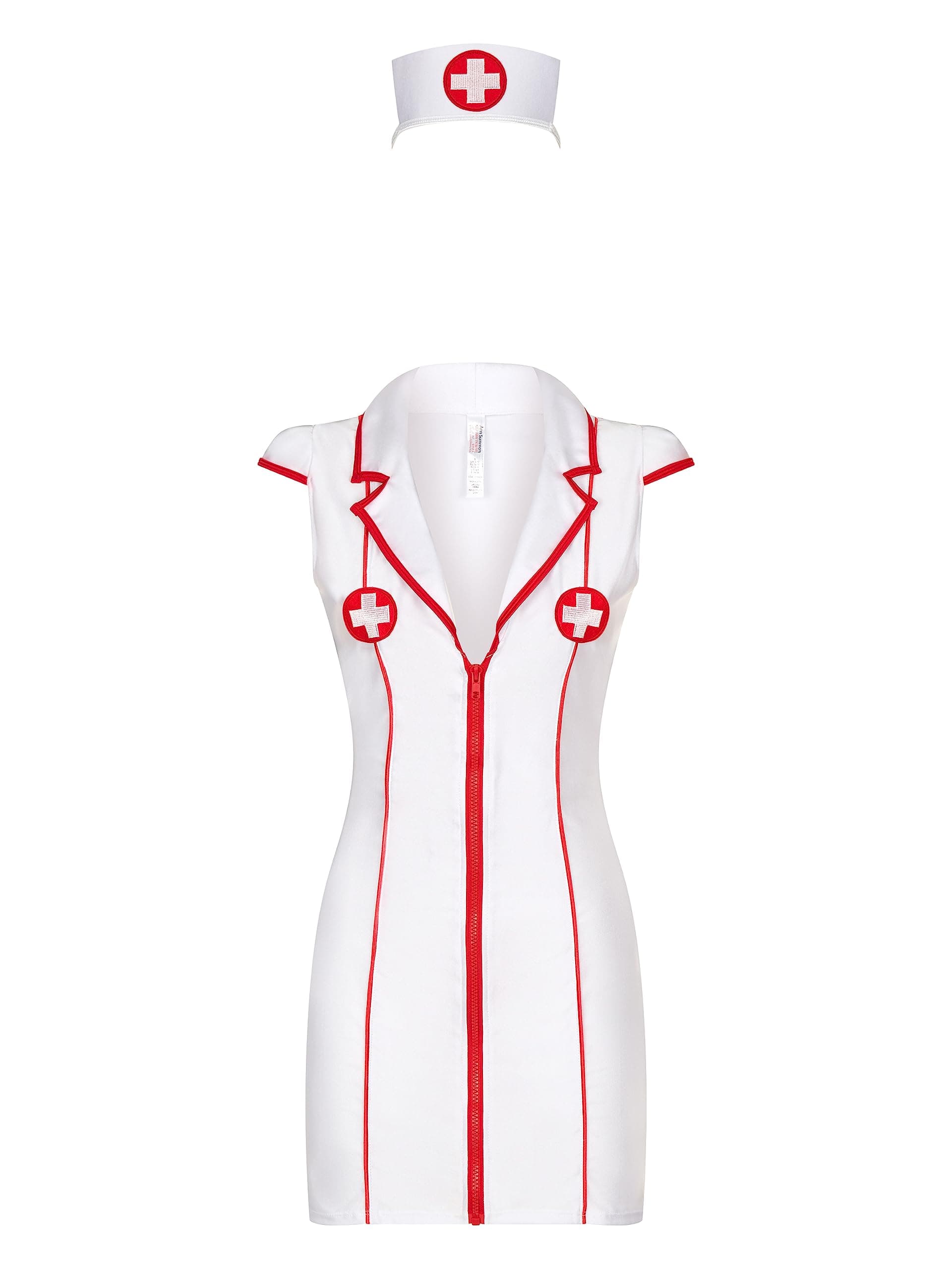 Ann SummersHospital Hottie Nurse Costume Nurses Outfit, Fancy Dress with Headband Nurse Costume, Women's Halloween Dress with Full-Length Zip & Red Trim - Genuine Role Play Outfit