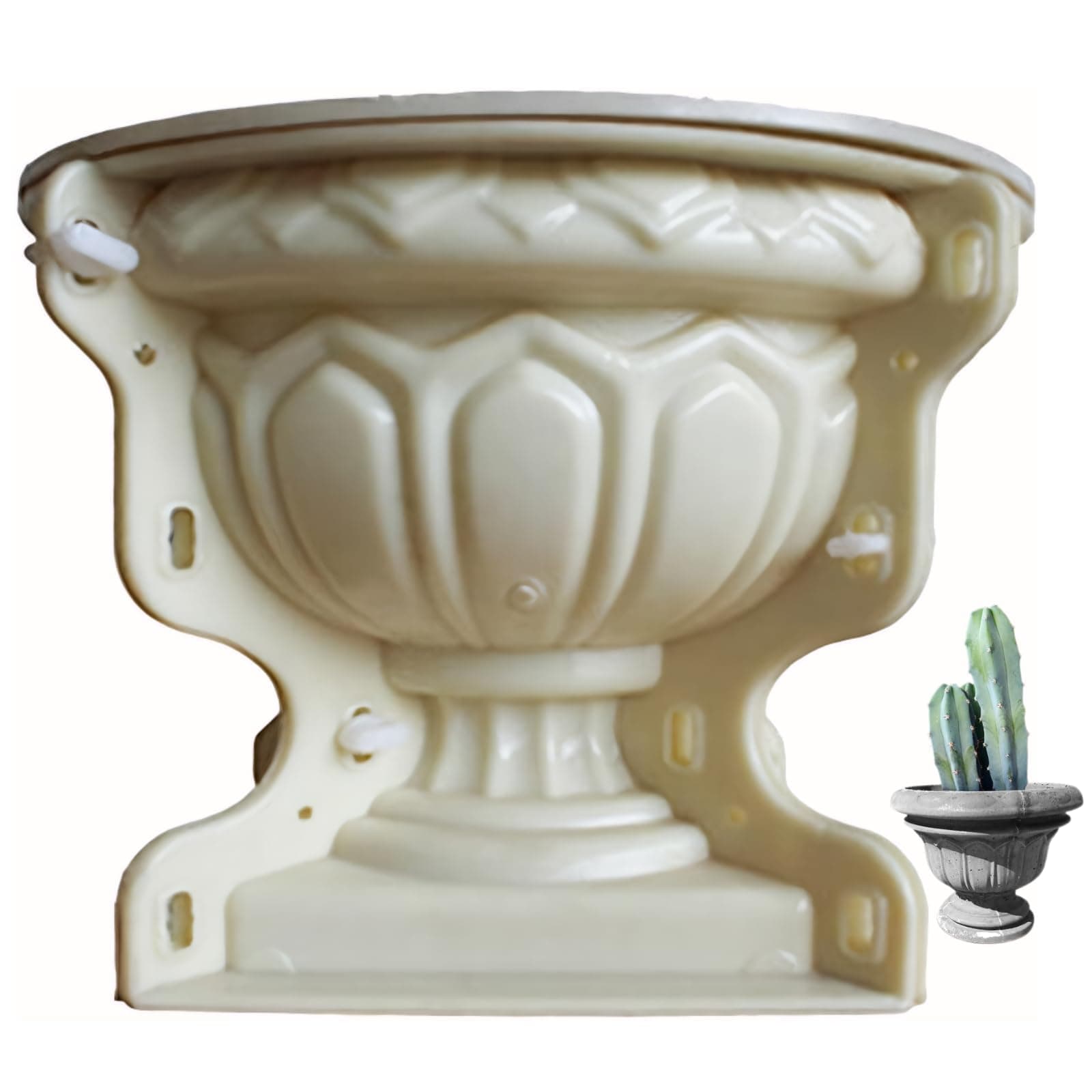 Milisten Large Roman Style Planter Mould - 10.2-Inch Tool-Free Snap-Fit Reusable Plastic Mould for Concrete - 2-Piece Easy Demoulding Design - Classical Pedestal Flower Pot Moul d for Garden, Weddings