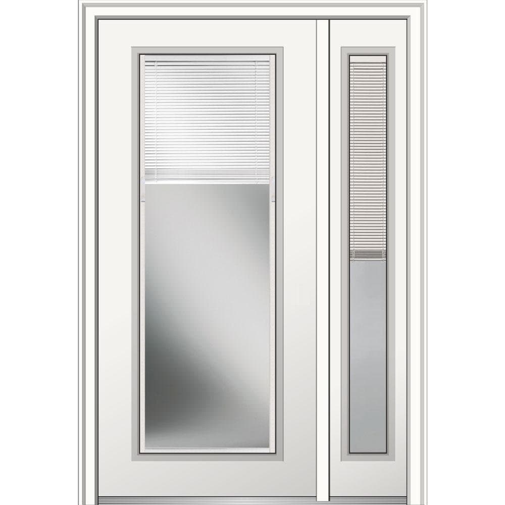 National Door Company, Z029678L, Exterior with One Sidelite Door, Steel, 48" x 80", Full Lite, Raise/Lower Blinds Collection, Left-Hand Inswing