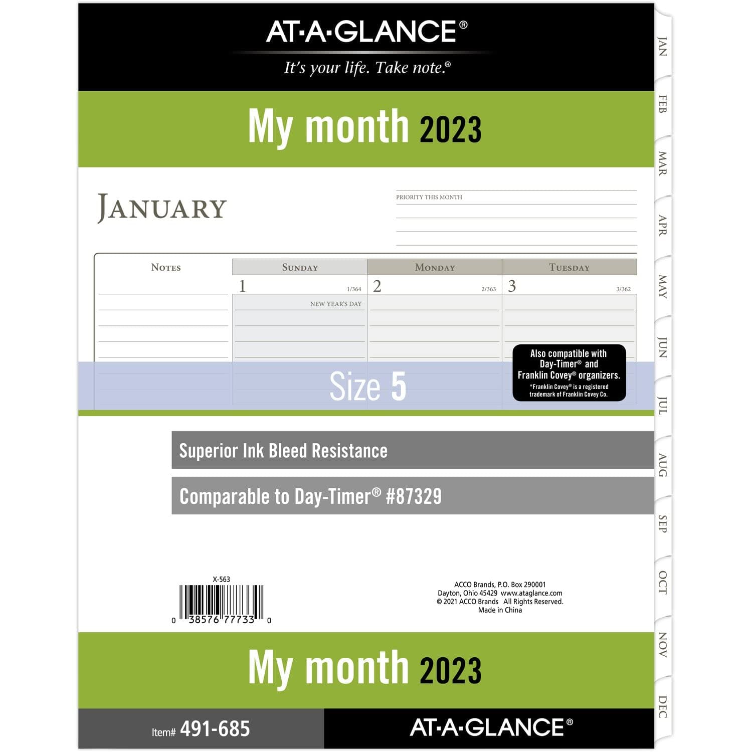 2023 Monthly Planner Refill by AT-A-GLANCE, 87329 Day-Timer, Size 5, Folio Size, Loose-Leaf (491-685)