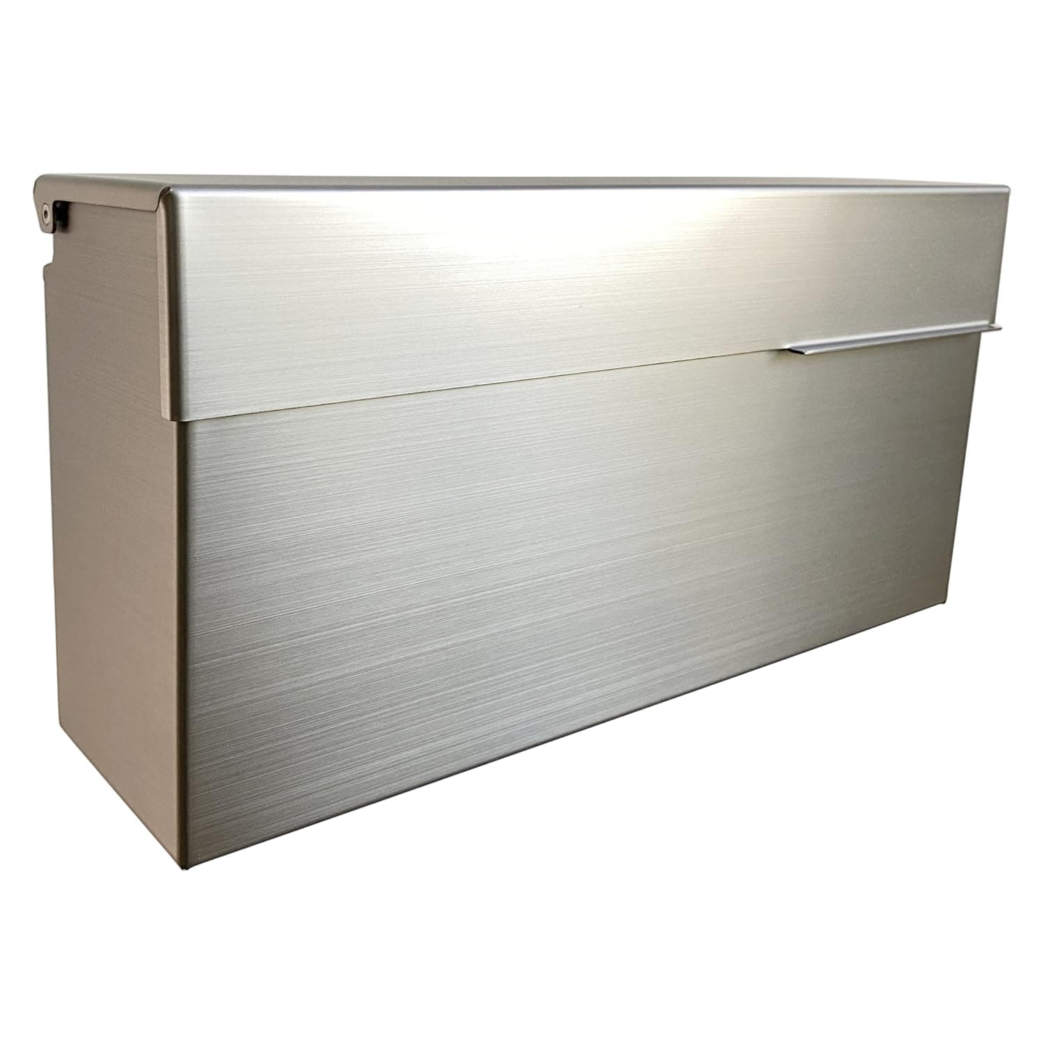 Modern Design Brushed Stainless Steel Mailbox for Walls, Heavy Duty Wall Mounted Mailbox - 14.5'' x 3.75'' x 7.1'' Rust Proof Steel Dropbox with Rainproof Design (Silver)