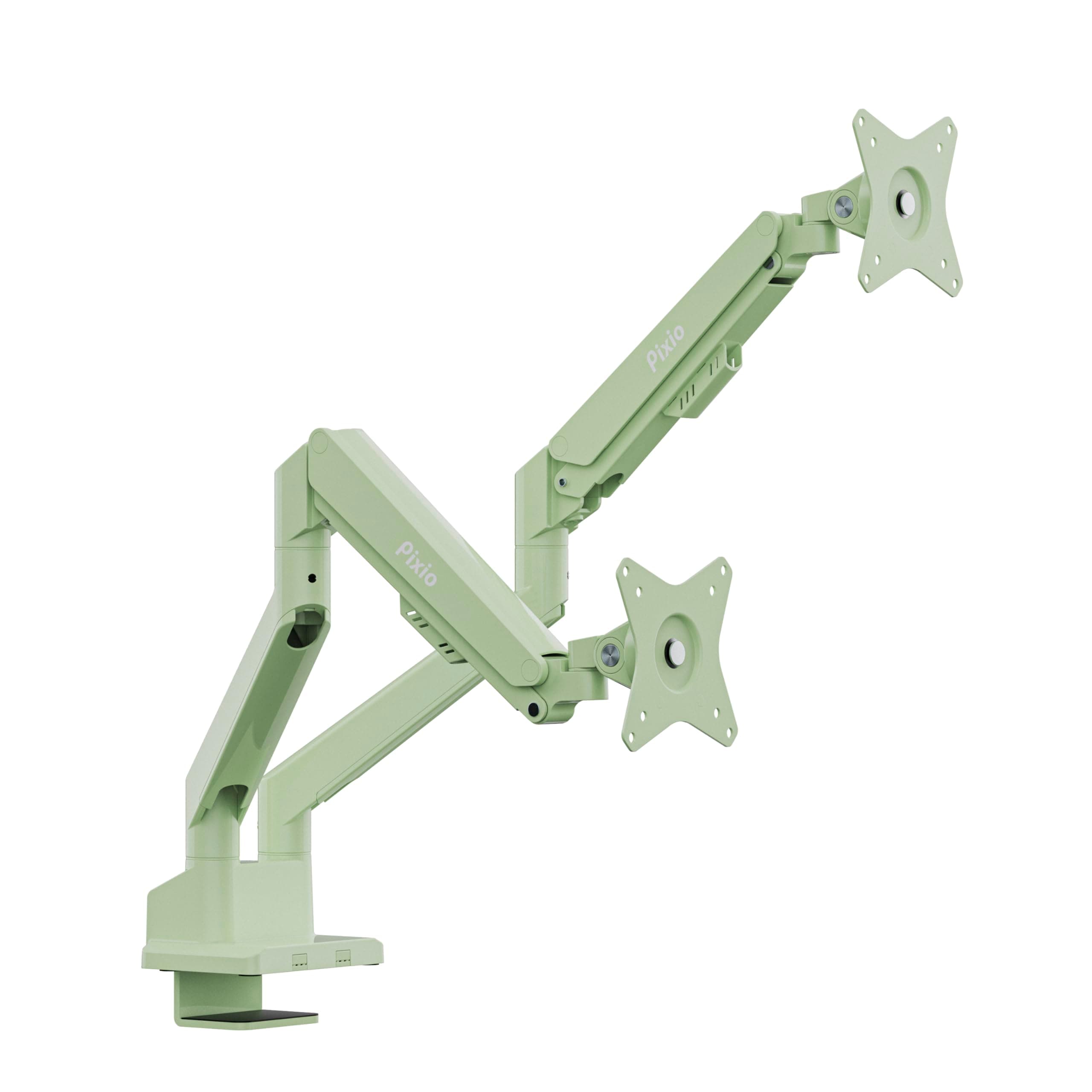 Pixio PS1D Wave Mint Green Dual Monitor Arm Stand Desk Mount - Fits up to 32 inches Monitors and up to 19.8lbs. VESA Compatibility and Integrated Cable Management