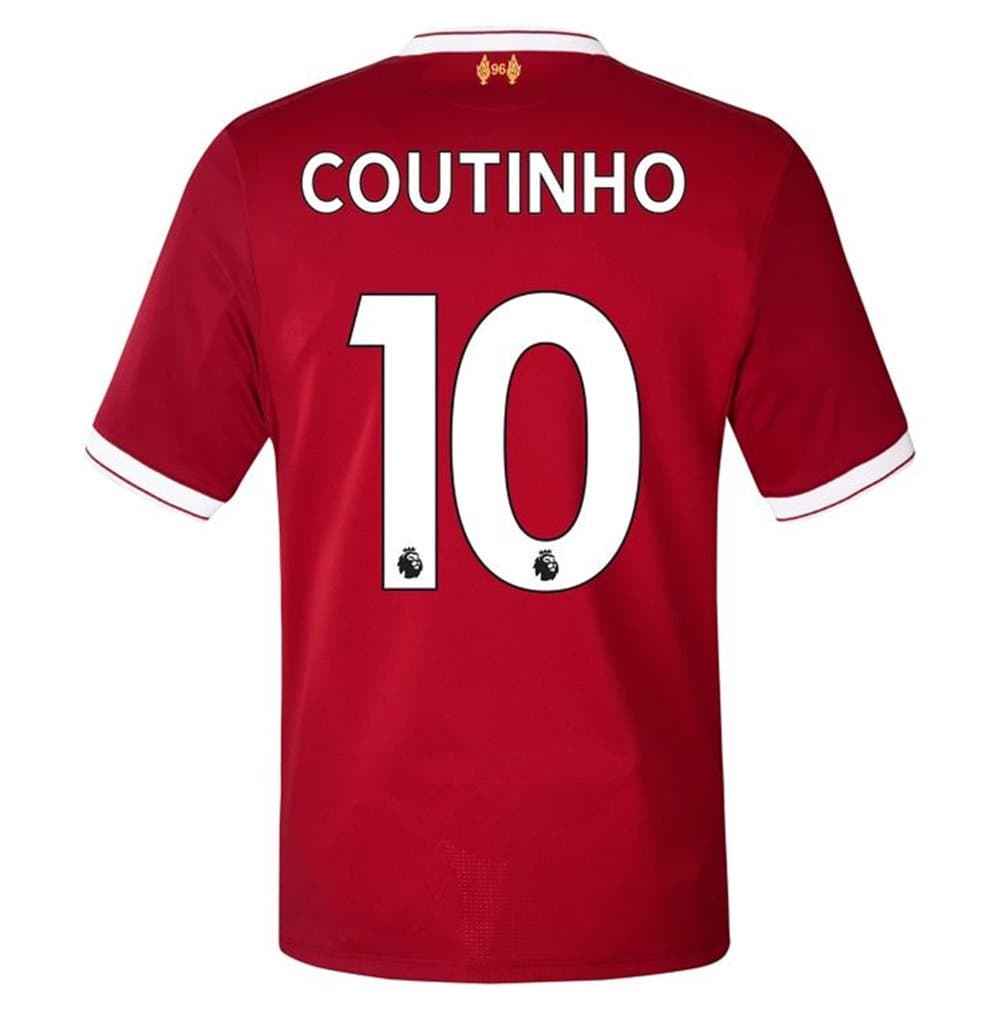 coutinho #10 Liverpool 17/18 Home Soccer Jersey Men's Color Red Size M