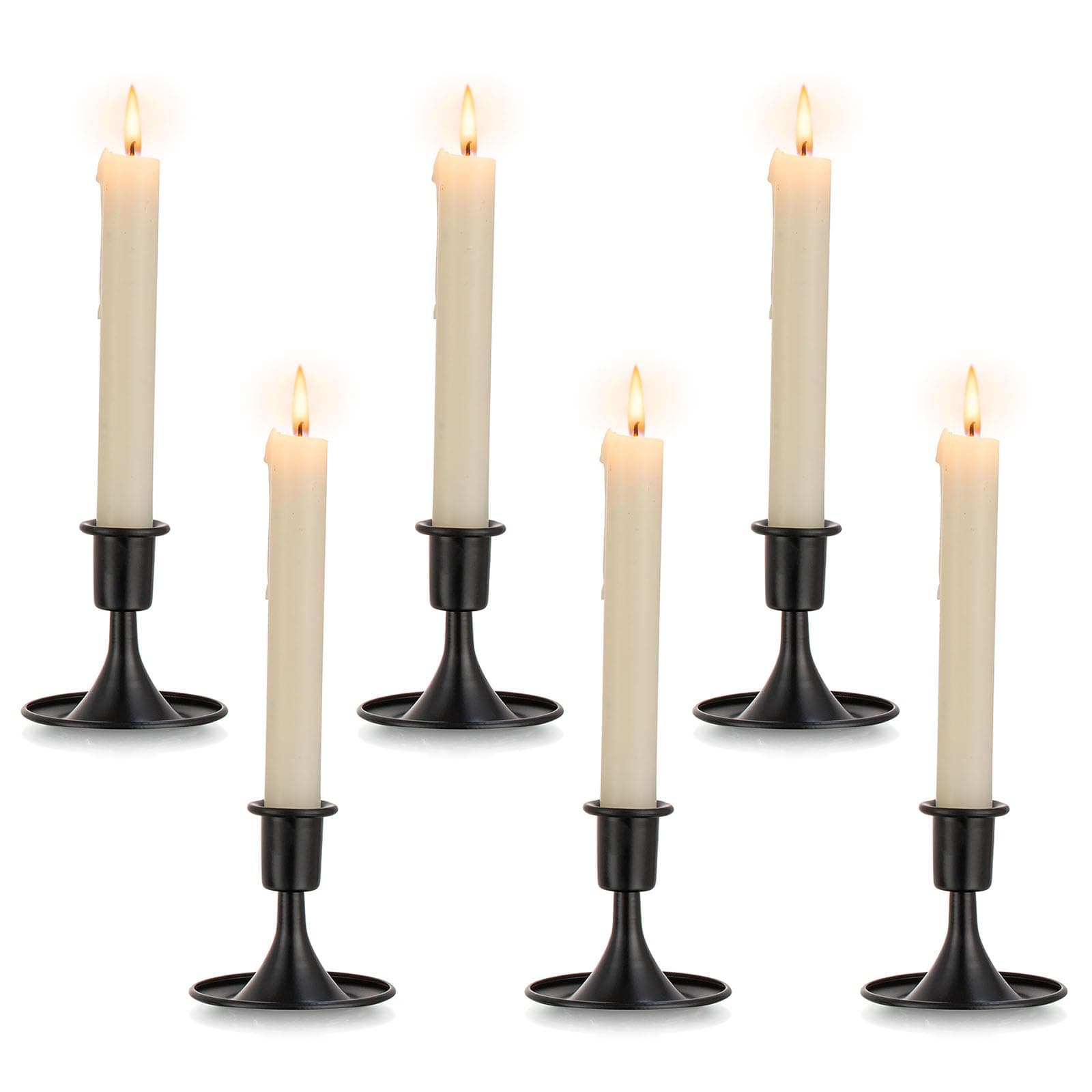 Black Candlestick Candle Holders for Taper ：6 PCS Romadedi Candle Stick Holder Set Vintage Table Centerpiece Halloween Decoration Wedding Christmas Fireplace Mantel Home Deocr