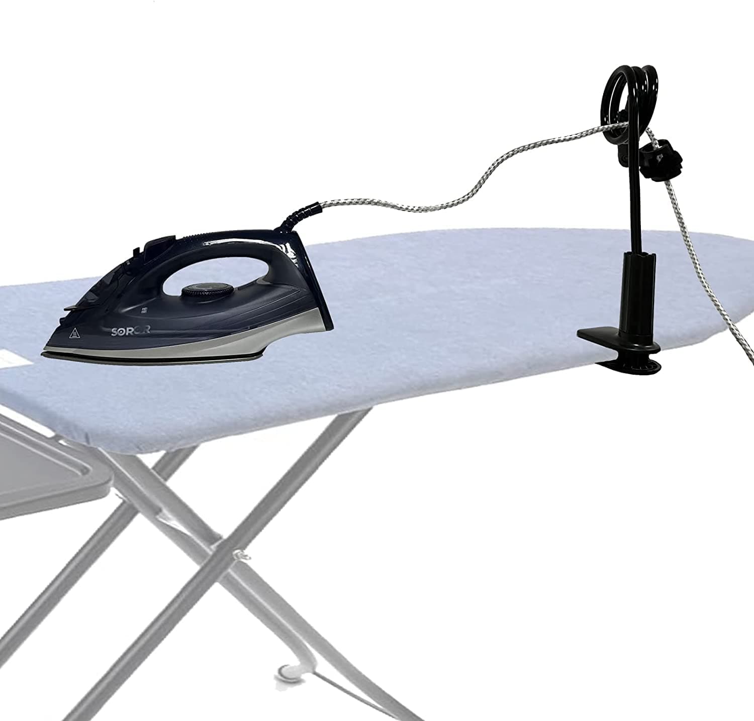 Pmsanzay Adjustable Flexible Iron Cord Minder, Ironing Board Cord Holder, Holds The Cord, Cord Out of The Way, Works Great to Stop The Cord from Getting in The Way. - No Irons, No Ironing Board