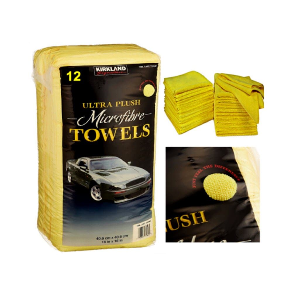 Signature 12 Signature Ultra Plush Microfibre Cloths Towels Cleaning Car Vehicle., Yellow, H 40.6 x W 40.6 cm