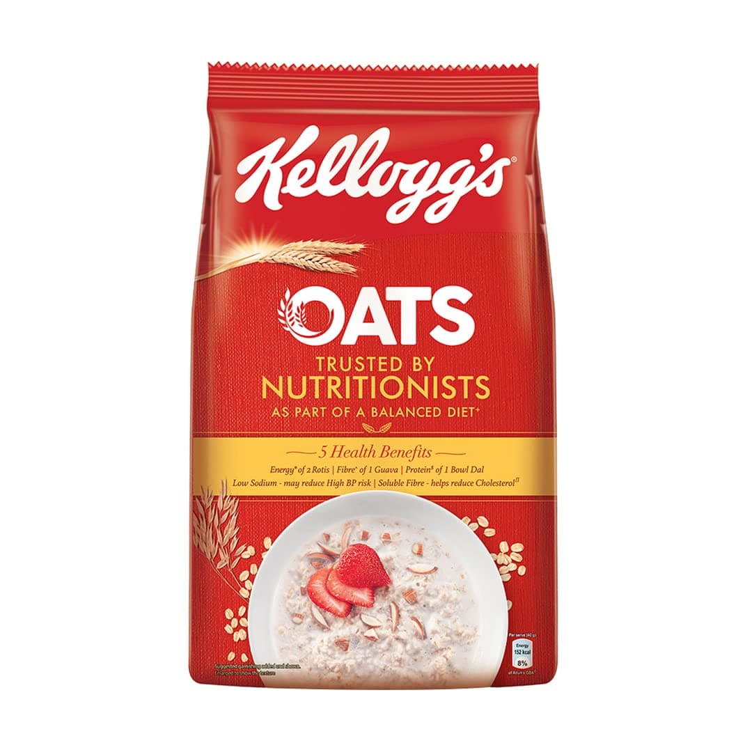 Kellogg's Oats, Rolled Oats, High in Protein and Fibre, Low in Sodium, 1kg Pack