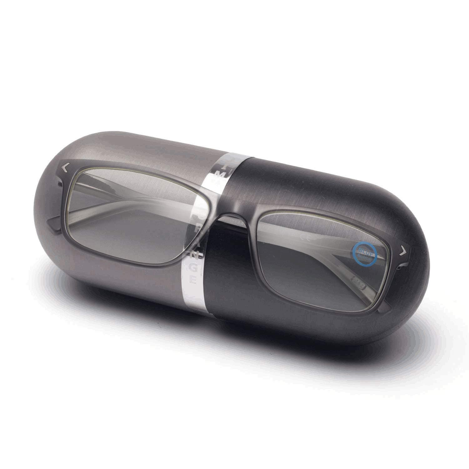 Jimmy Orange Hard Clamshell Eyeglass Case, Brushed Metal Face Protective Glasses and Sunglasses Holder,For Kids/Adults, Men/Women