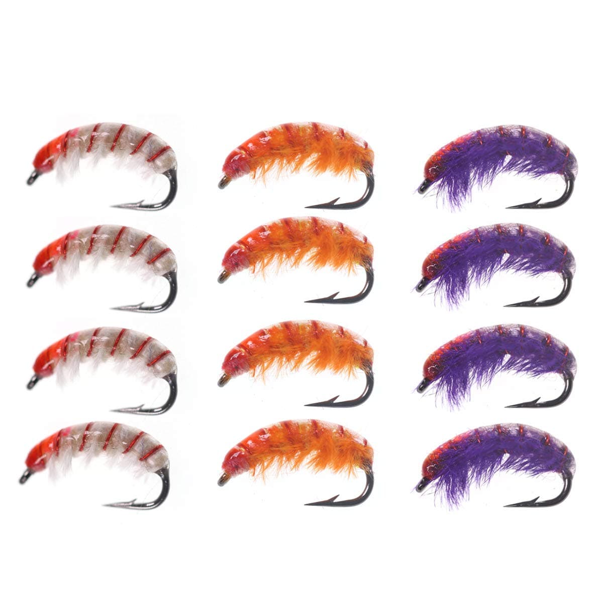 wifreoWeighted Scuds Fly Fishing Nymph Trout Fly Assortment Size 10 Pack of 12