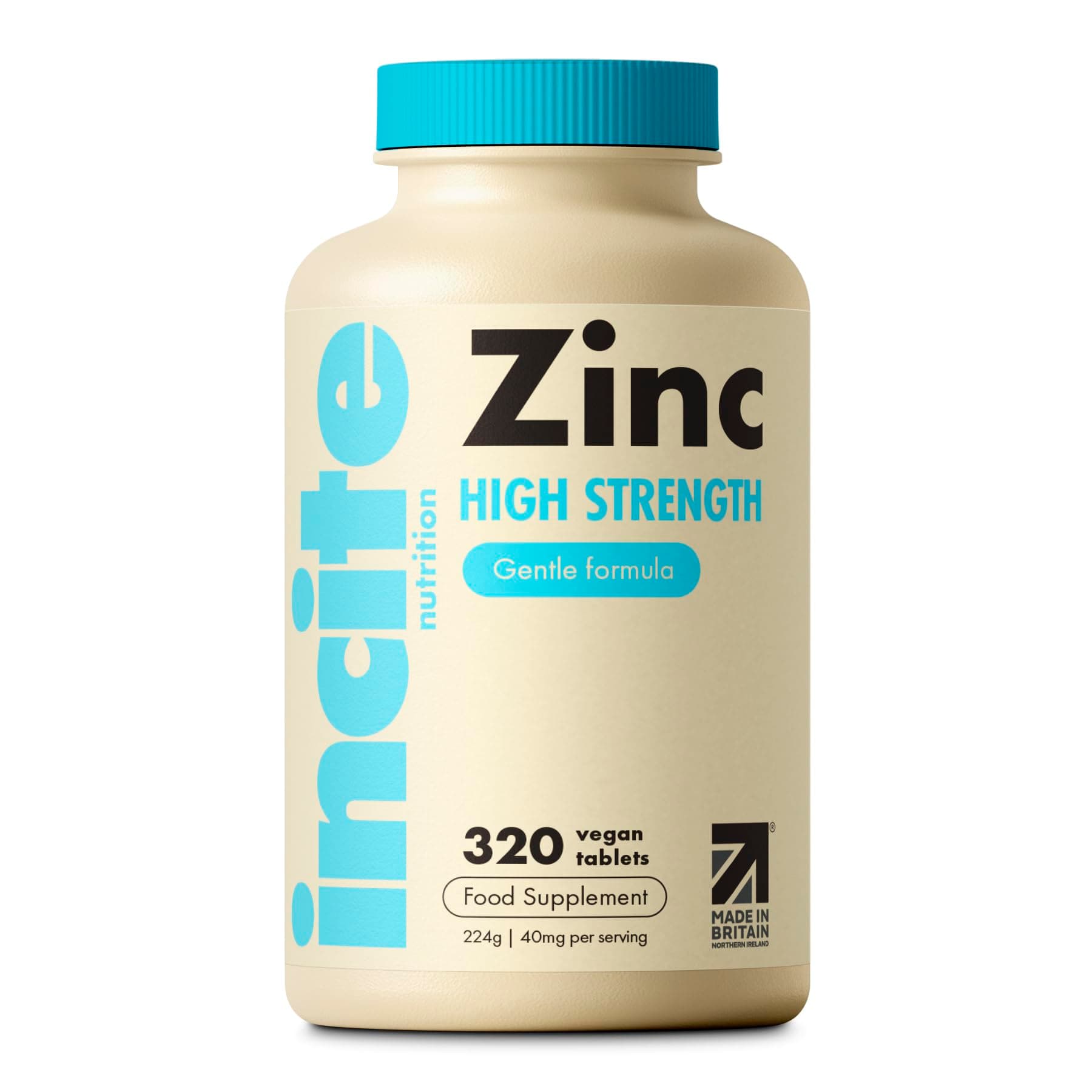 Zinc 40mg - 10+ Month’s Supply - High Strength 320 Premium Tablets - Supplements Suitable for Vegetarian & Vegans - Maximum Strength Quality Pure Zinc Tablets - Support Immune System - Made in UK