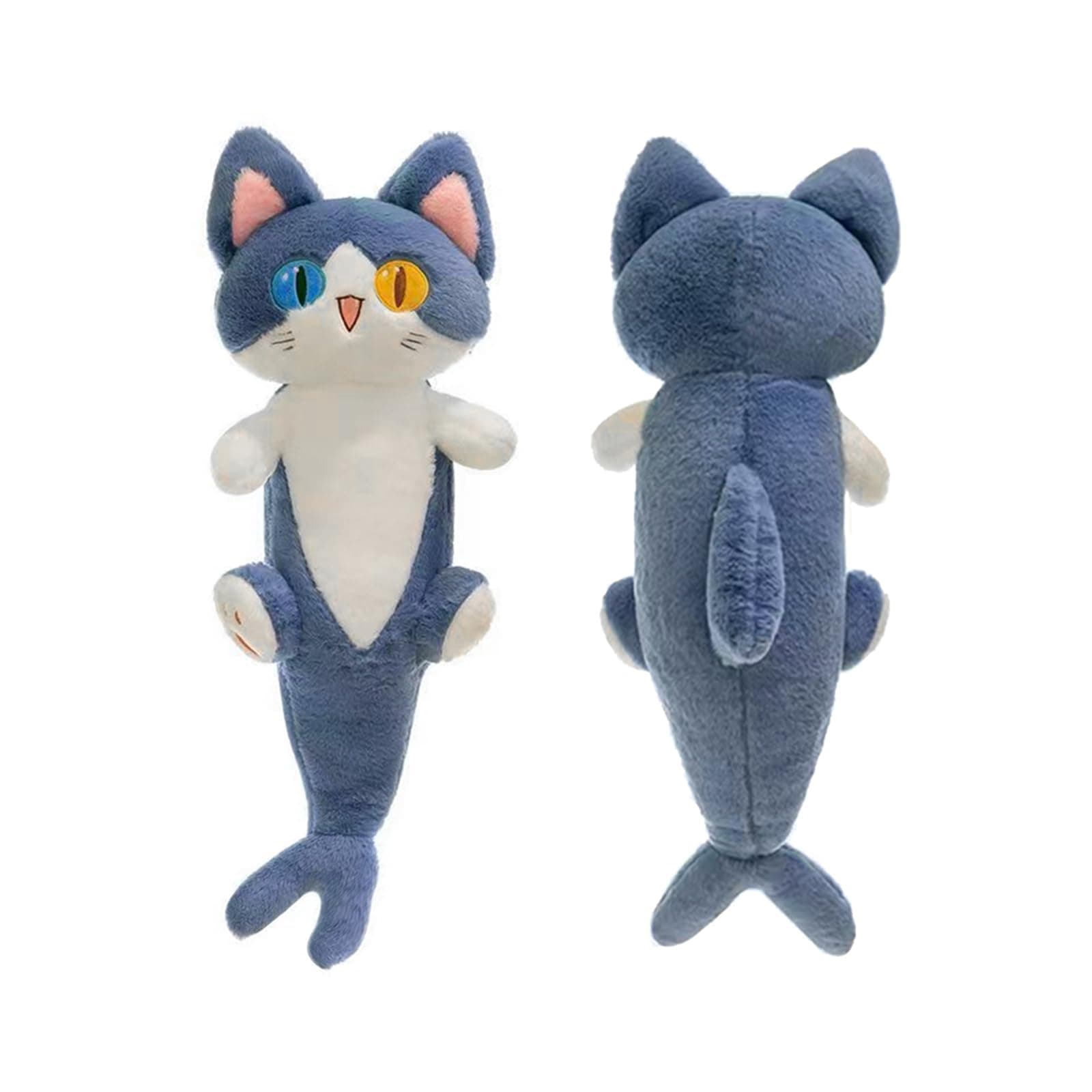 OOPSHANA Long Cat Plush Toy Cute Plushie Hugging Plush Pillow Shark Cat Stuffed Animal for Girls and Boys Blue 19.7"