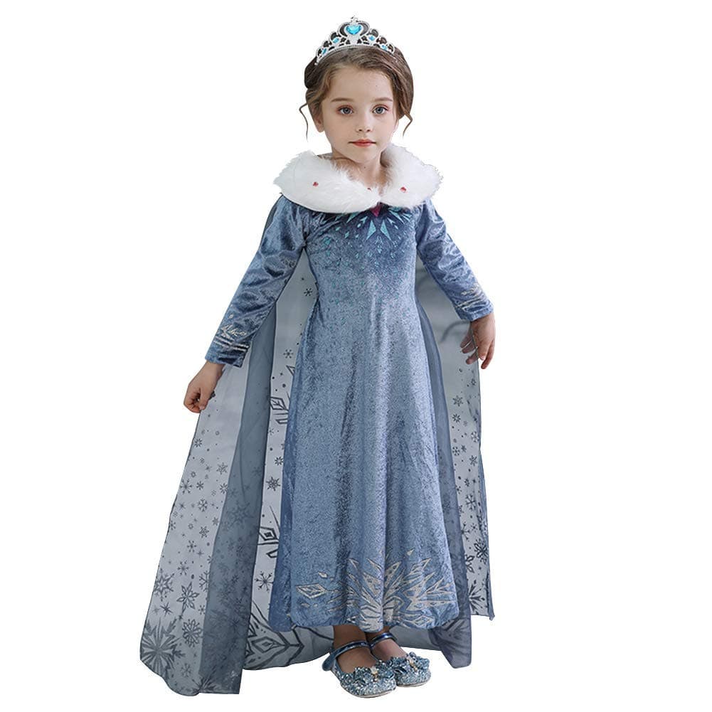 IWEMEK Girls Fancy Dress Elsa Costume Princess Anna Dress Up Kids Snow Queen Cosplay Halloween Christmas Carnival Costumes Party Outfits Clothes 2-8 Years