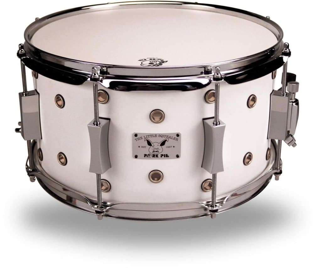 Pork Pie Little Squealer Maple/Birch Vented Snare Drum 13 x 7 White Satin
