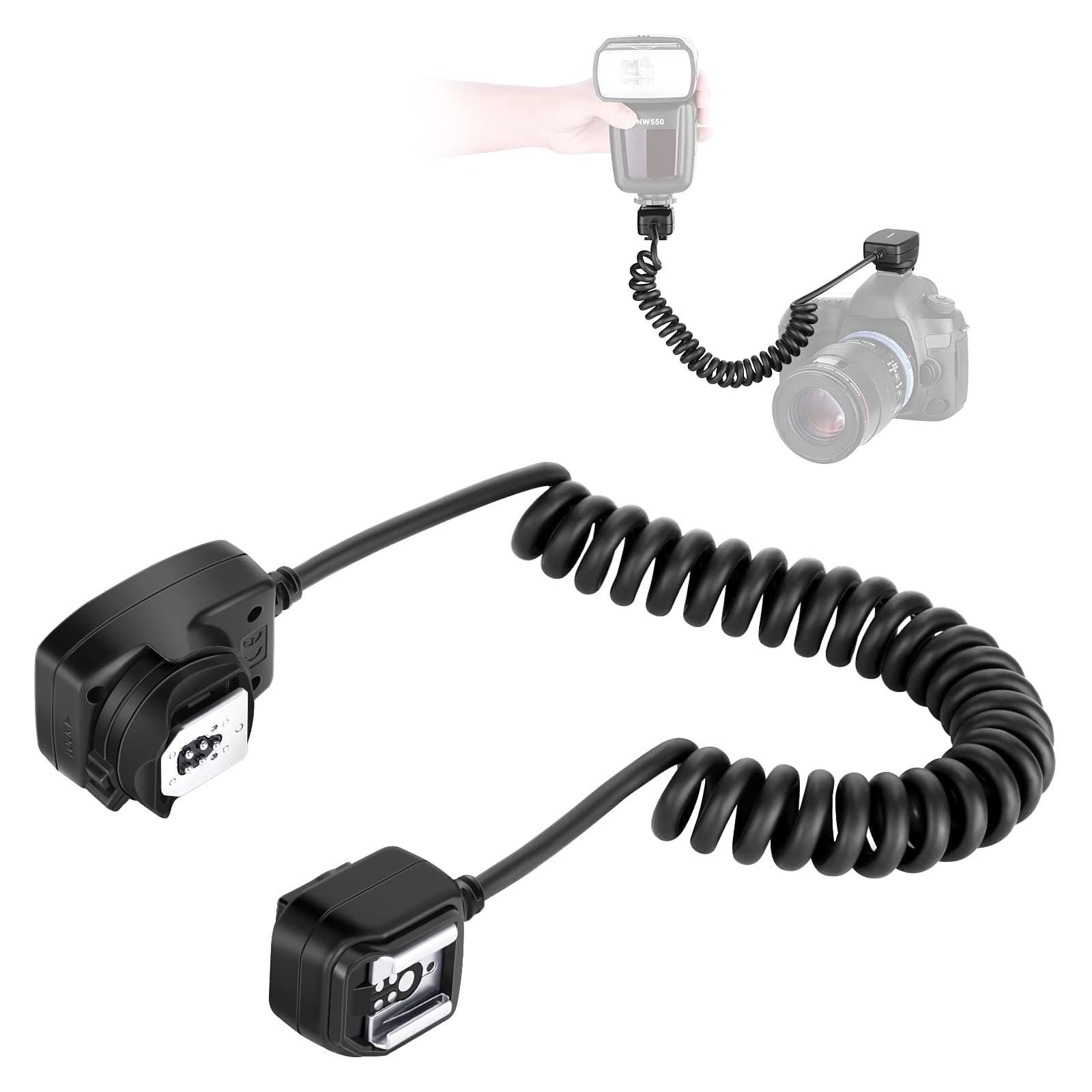 Neewer 4.2 feet/1.3 m TTL Off Camera Flash Speedlite Cord compatible with Canon EOS 5D Mark II III,6D,5D,7D,60D,50D,40D,30D,300D, 100D,350D,400D,450D,500D,550D,600D,650D,700D,1000D,1100D