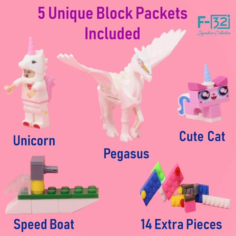 Unicorn Build-on Brick Mug w/ 5 Packs of Building Blocks
