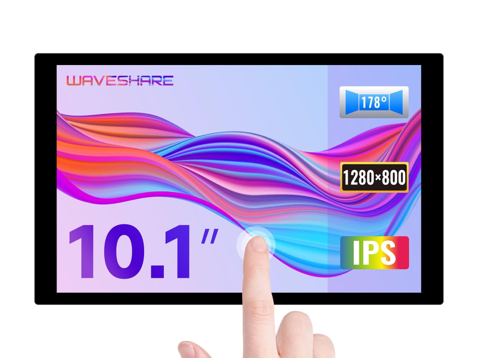 waveshare 10.1inch Capacitive Touch LCD IPS Display, 1280×800 Resolution, HDMI Interface, Compatible with Raspberry Pi 5/4B/3B/Zero/Zero W/Zero 2W/Pico/Pico W/Pico WH, Support Jetson Nano/PC