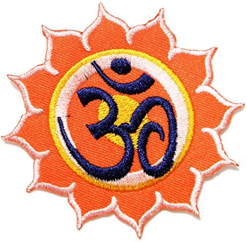 Lotus Aum Om Ohm Hindu Yoga Indian Lotus Lucky Sign Logo Hippie Retro Biker Jacket T-shirt Vest Patch Sew Iron on Embroidered Badge Custom