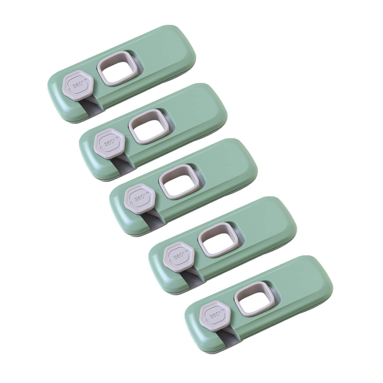 SEAEYES Cabinet Locks 5 pack, Child Safety Locks Easy to Install Child Safety Latches Baby Proofing Latches Lock for Drawers, Toilet Seat, Fridge, Oven, Cabinet - Green