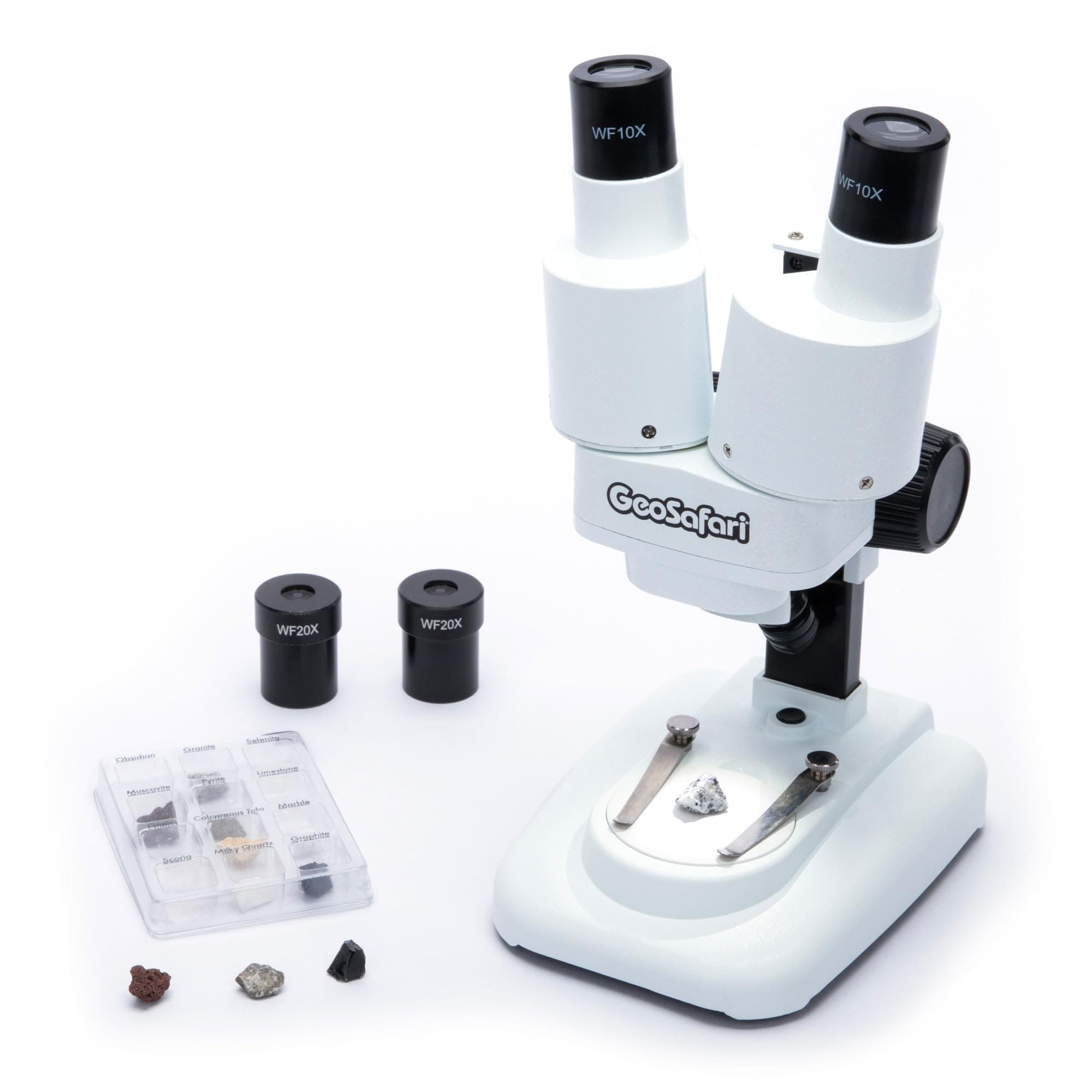 GeoSafari Stereoscope - Introductory Stereo Microscope for Kids 8-12, Science Kit for Homeschool and Classroom STEM Experiments, Kids Microscope Kit with Rock Specimens