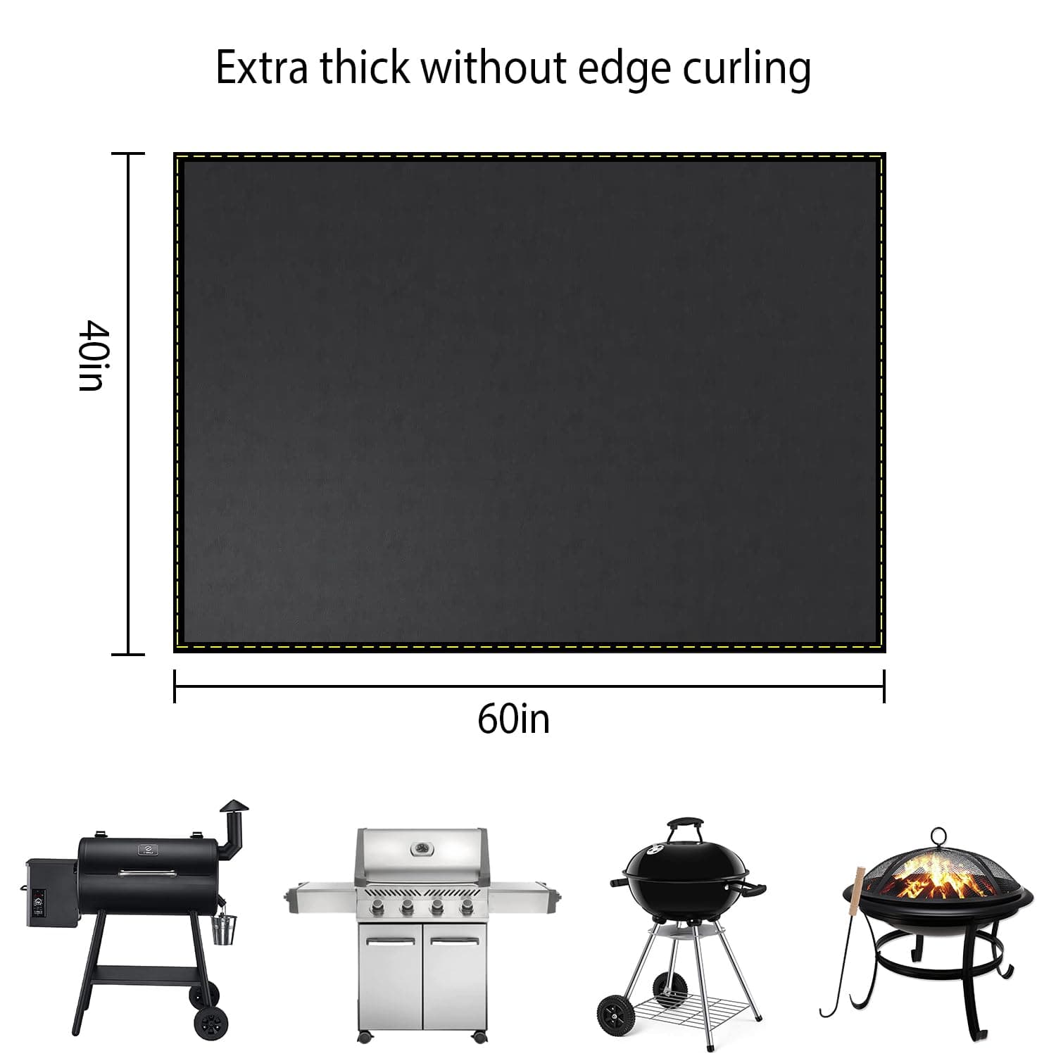 VCHOMY 40x60 Inch Under Grill Mat for Outdoor Grill Deck Patio Protector Extra Large Silicone Fireproof Waterproof Oil-Proof Fire Pit Matt BBQ Barbecue Pad