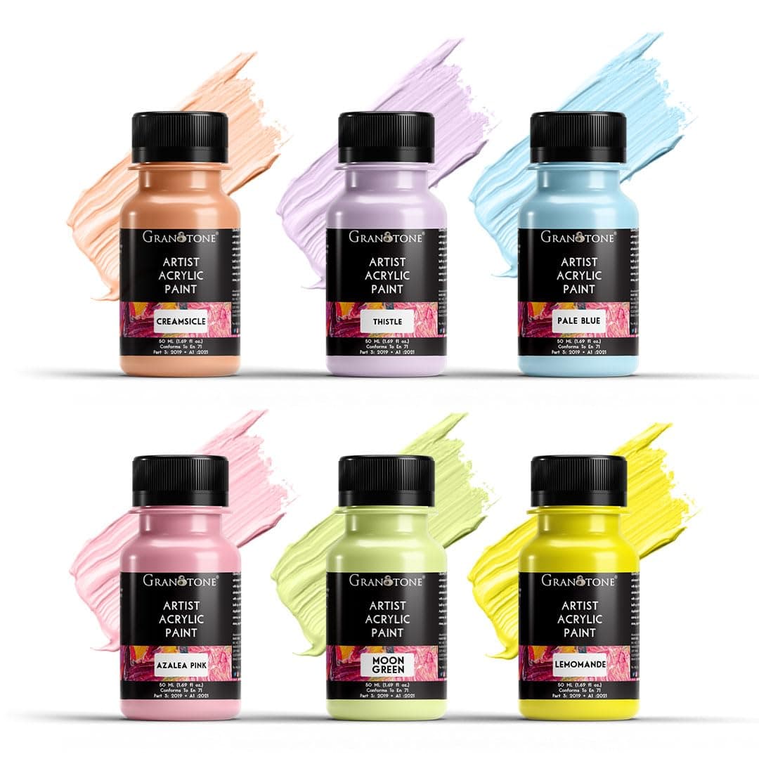 - Pastel Acrylic Colour Set of 6 Multicolor 50 ml Each Shade Artist Paints for Painting Art Craft Canvas DIY Made in India