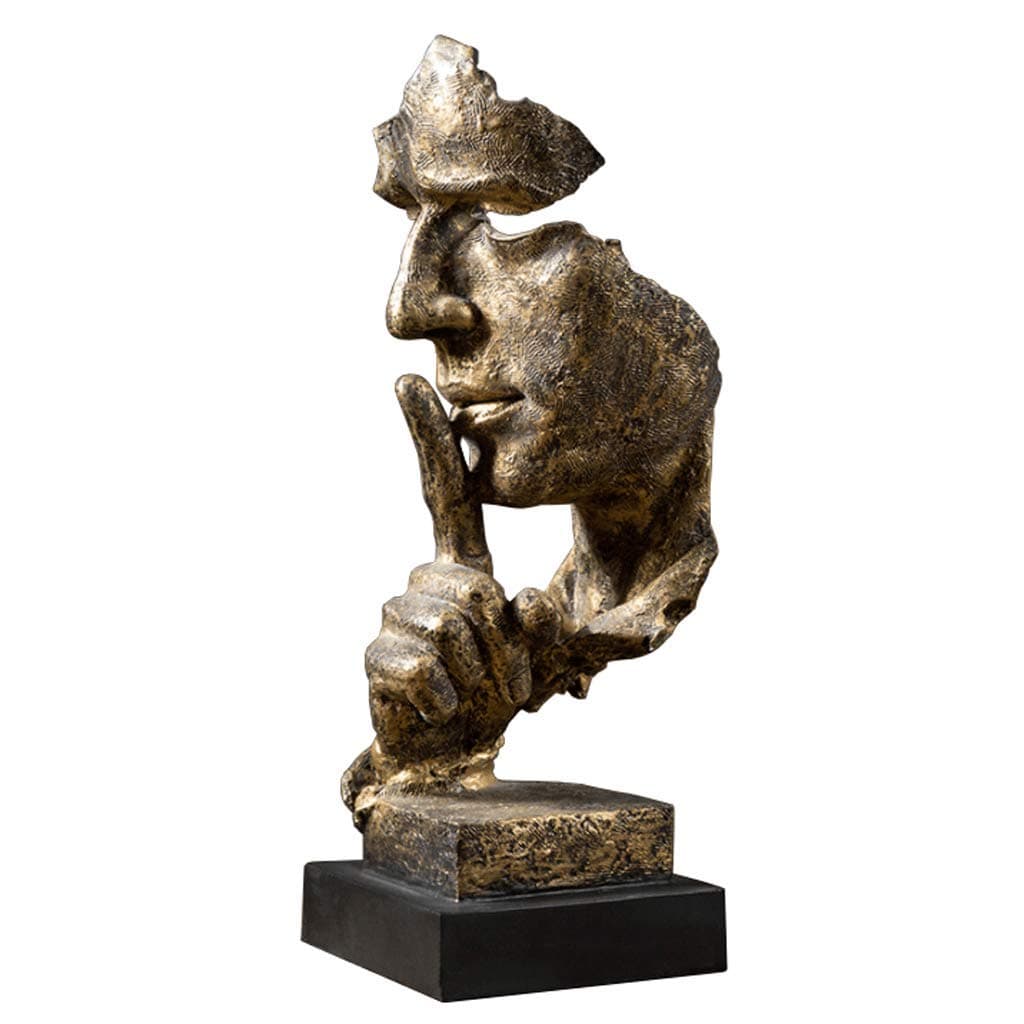 DONGLU Statue Resin Silence Is Golden Man Sculpture Crafts Art Ornaments Thinker Retro Decorative Statue Abstract (color : A)