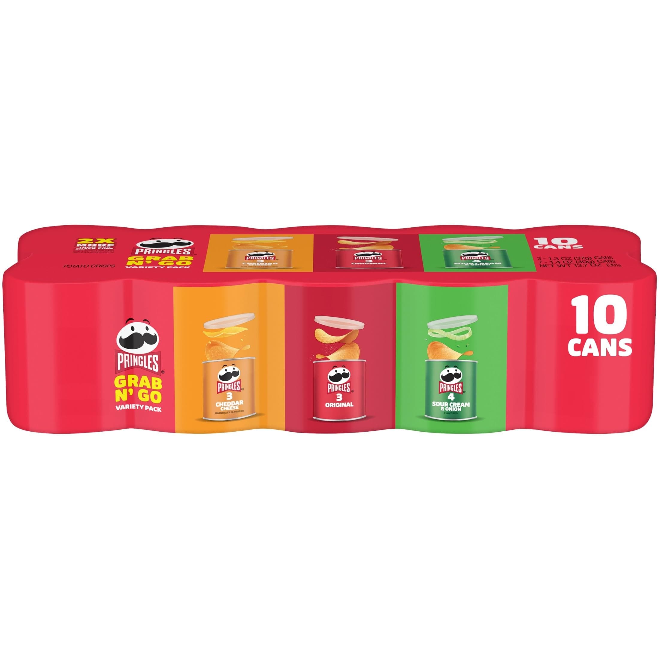 Potato Crisps Chips, Lunch Snacks, Office and Kids Snacks, Grab N' Go Snack Pack, Variety Pack, 13.7oz Tray (10 Cans)