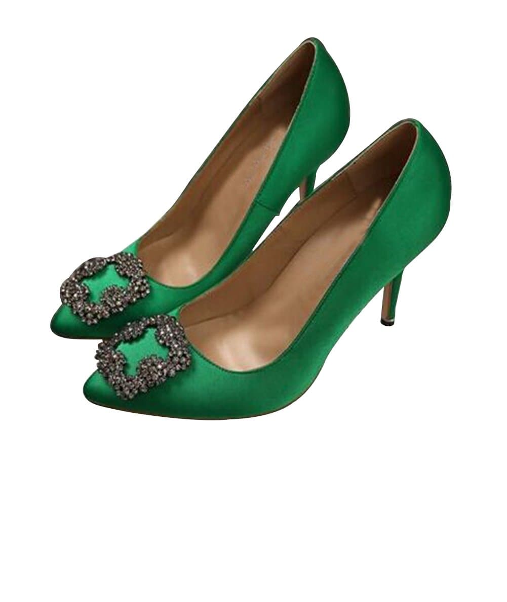 Naly Women's Pointed Toe Wedding Dress Pumps Jewelled Crystal