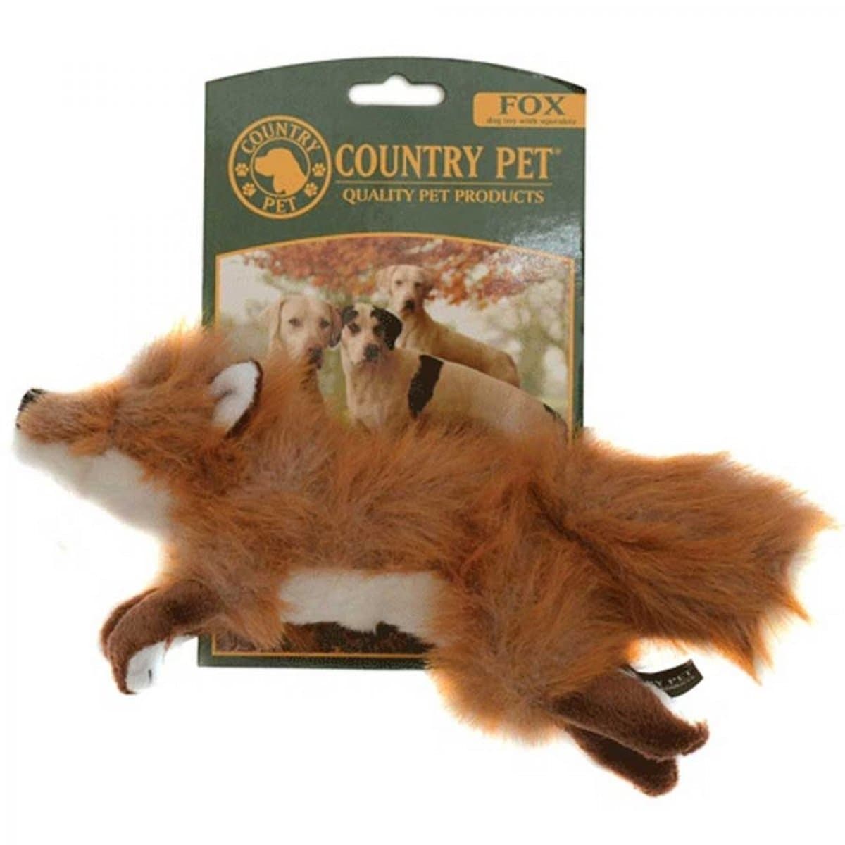Country Pet Dog Toy Fox with Squeaker, Large
