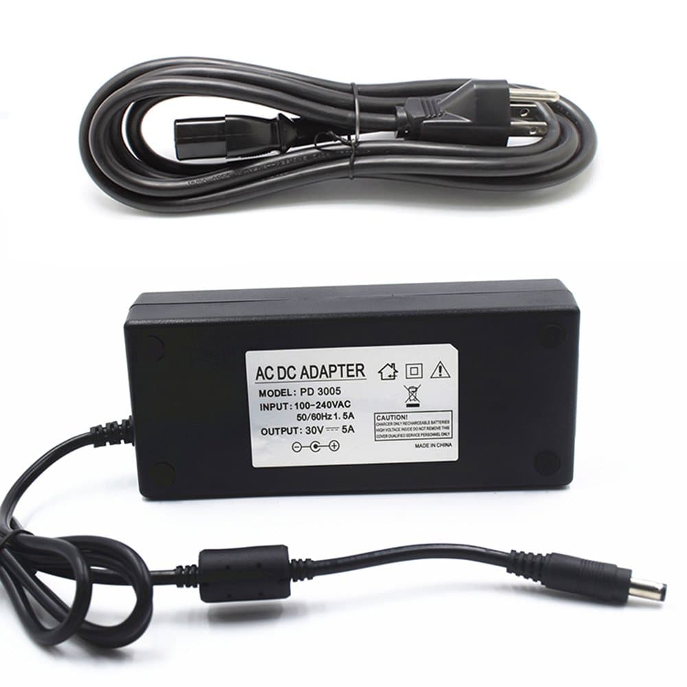 AC 100-240V to DC 30V 5A 50/60Hz Power Supply Adapter with 5.5x2.5mm Connector for Security Equipment, LED Lighting, CCTV, Computer Peripherals, Other Electronic Devices