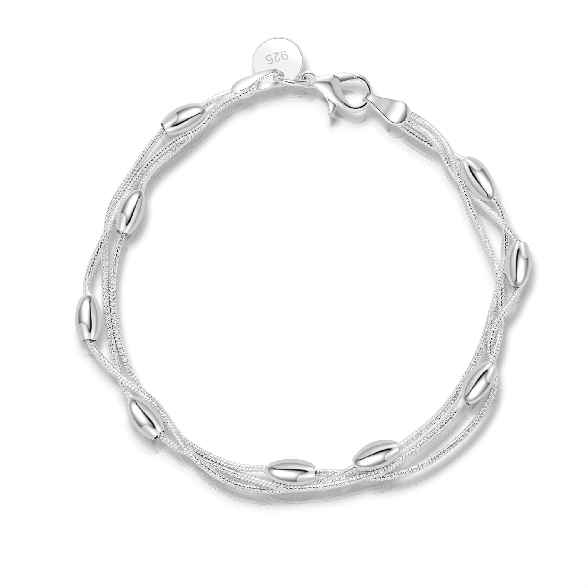 Silver Bracelet for Women Layered 925 Sterling Silver Bracelets Charm Friendship Silver Bracelets for Women