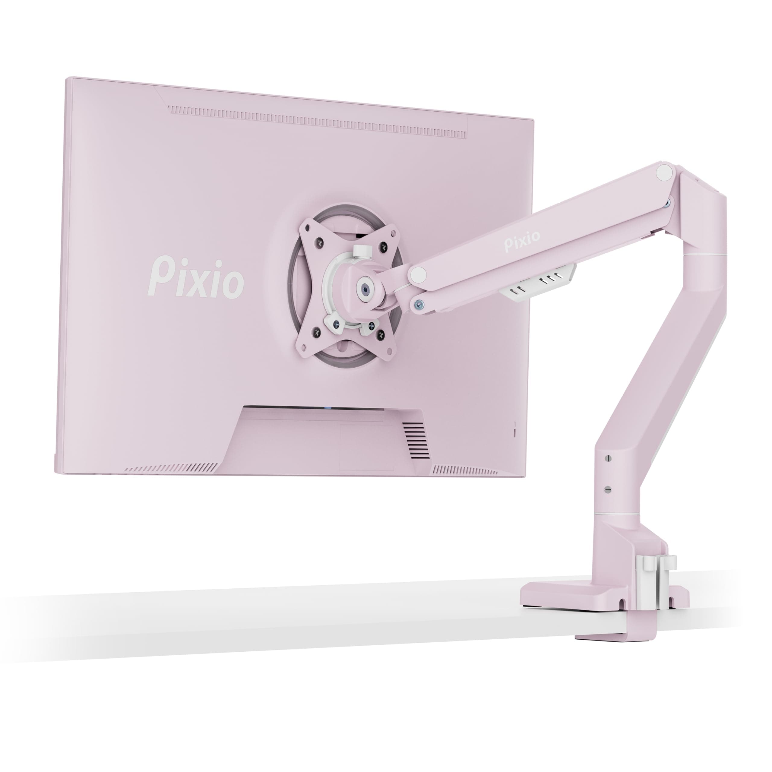 PS1S Wave Pink Single Monitor Arm Stand Desk Mount - Fits up to 32 inches Monitors and up to 19.8lbs. VESA Compatibility and Integrated Cable Management