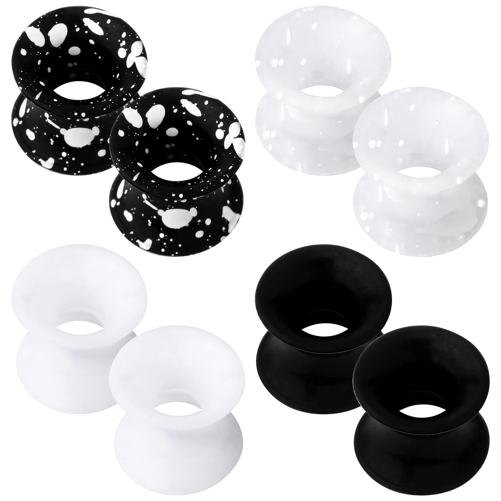 OUFER 8PCS Silicone Ear Gauges Flexible Ear Tunnels Plugs Stretchers Expander Double Flared Flesh Ear Piercing Jewelry for Women Men