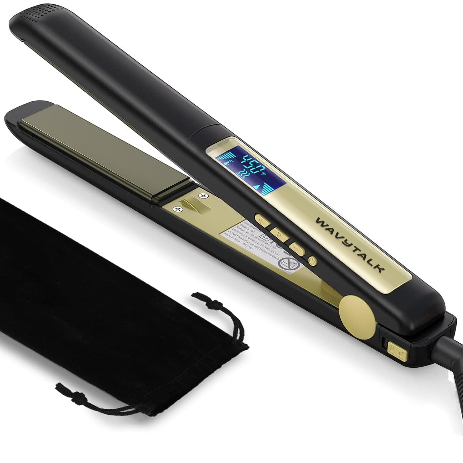 Hair Straightener, 100% Pure Titanium Flat Iron Hair Straightener Dual Voltage Creates Silky Hair Instantly, 1 Inch Flat Iron 170℉-450℉