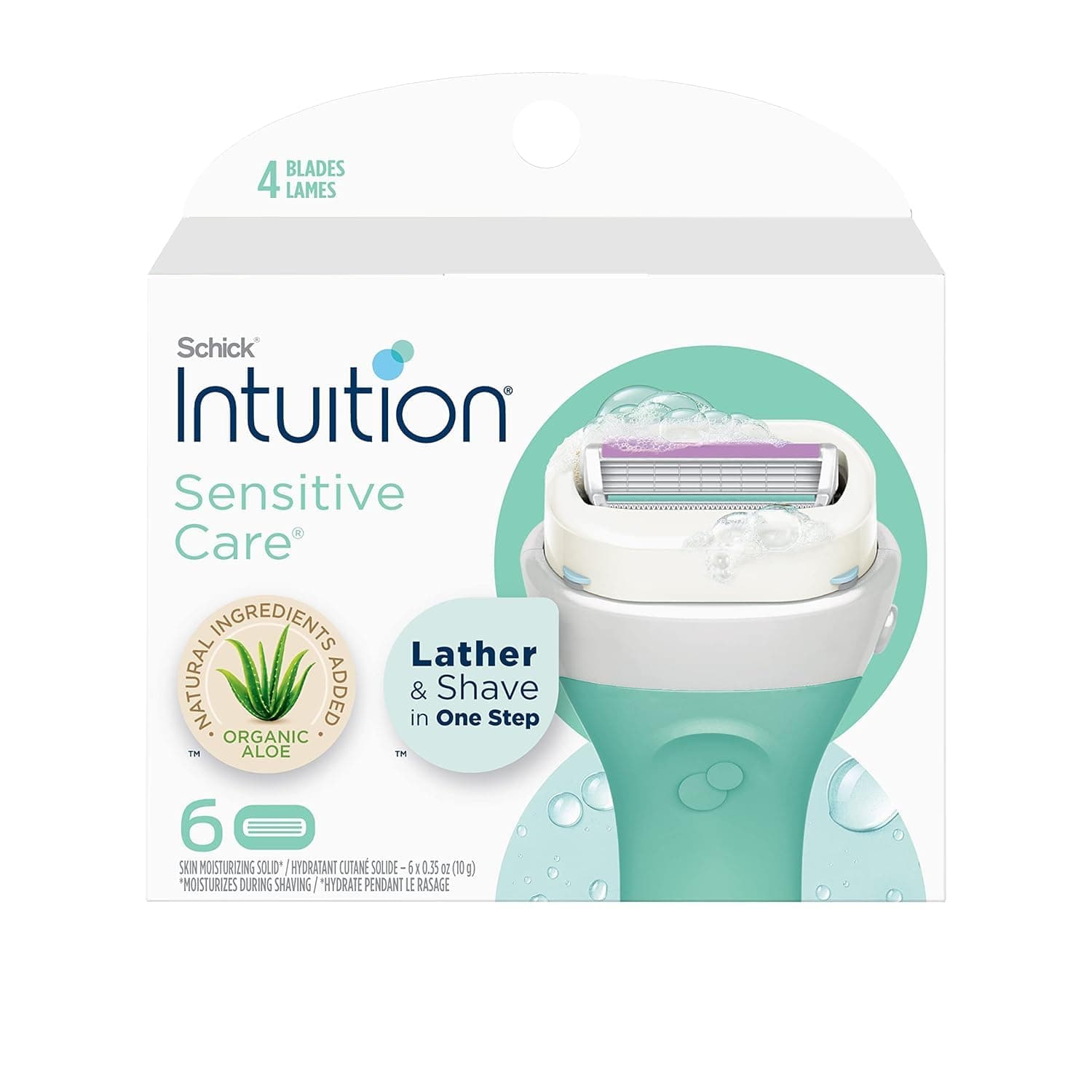 Schick Intuition Naturals Sensitive Care Razor Refill, 6-count