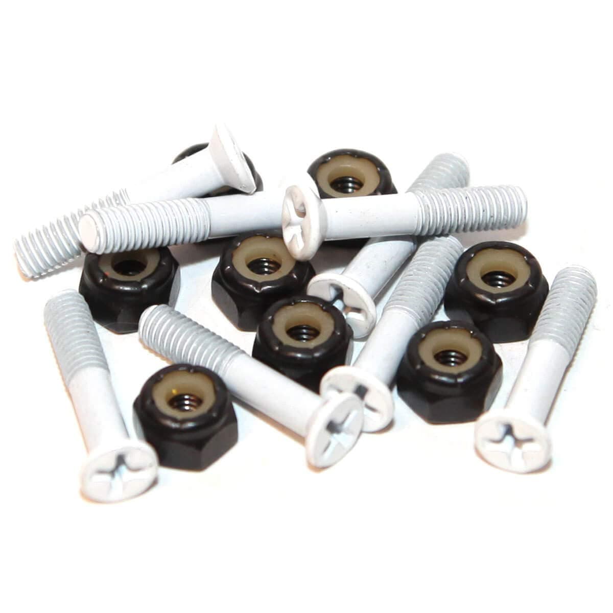 Standard White Skateboard Hardware Set - 1"