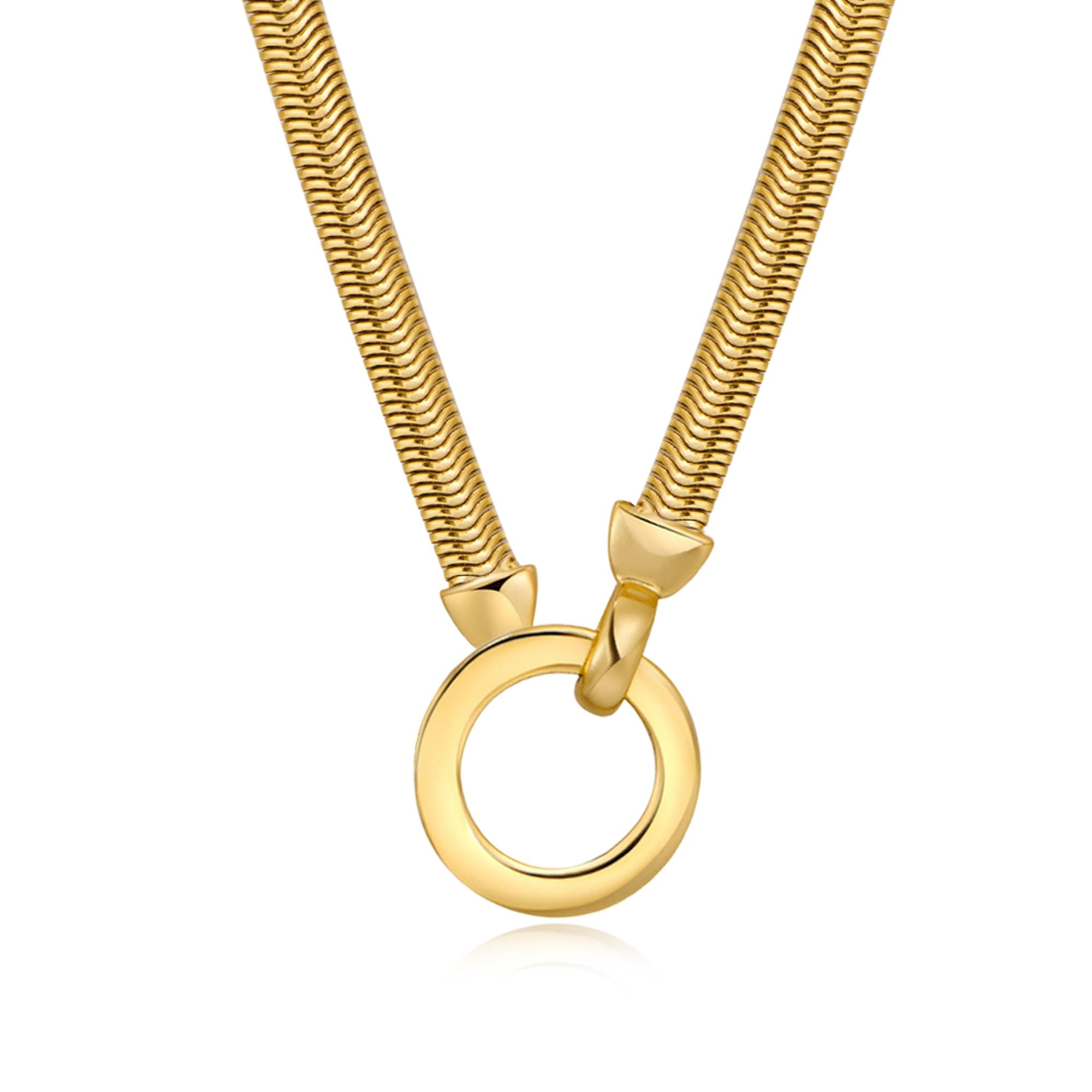 Dainty Gold Necklace for Women Trendy, Cute Sister Necklaces, 14k Gold Plated S925 Sterling Silver Interlocking Circle Heart Necklace Herringbone Chain Choker Necklace for Women Non Tarnish
